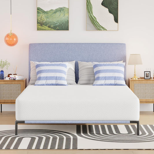 FDW | 10 Inch Full Mattress | Medium Firm | Gel Memory Foam Mattress | White | Bed in a Box, CertiPUR-US Certified | Pressure Relief, Cooling Ventilated Foam | Washable Removable Cover