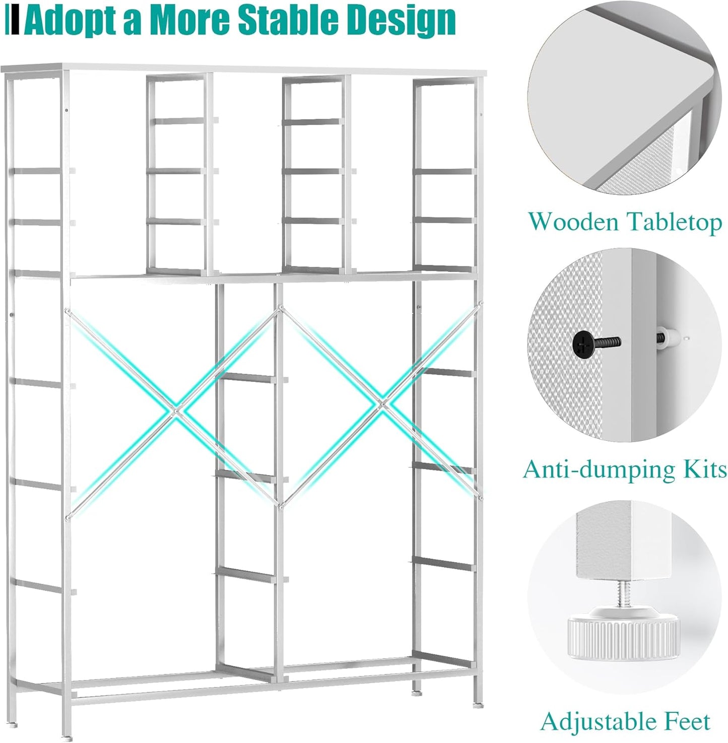 Large Dresser for Bedroom with 18 Drawers, Tall Fabric Storage Cabinet, Chest of Drawers for Closet, Nursery, Bedside, Living Room, Entryway, Hallway (White)