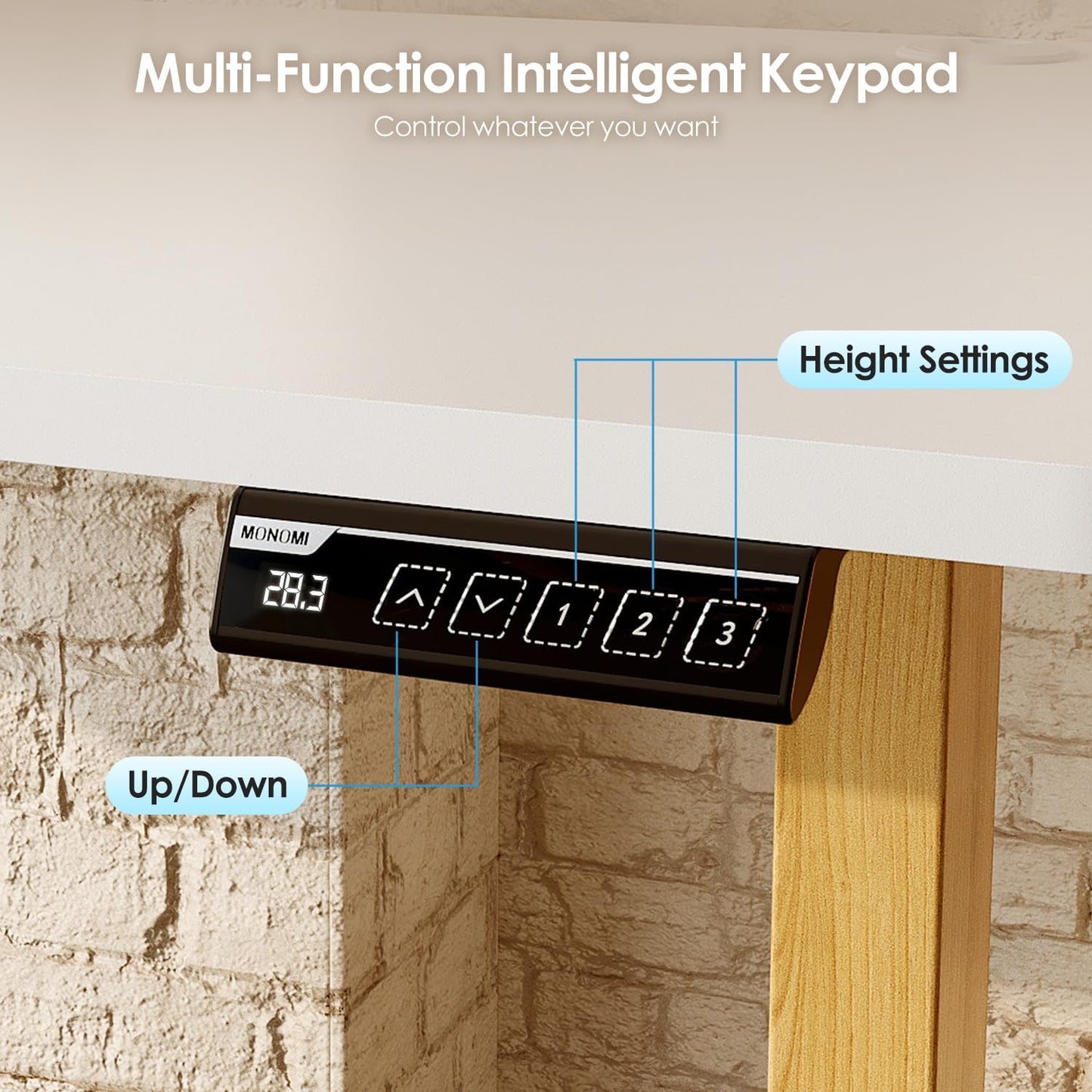Monomi Electric Standing Desk, 55'' Height Adjustable Ergonomic Home Office Sit Stand Up Desk with Memory Preset Controller, White