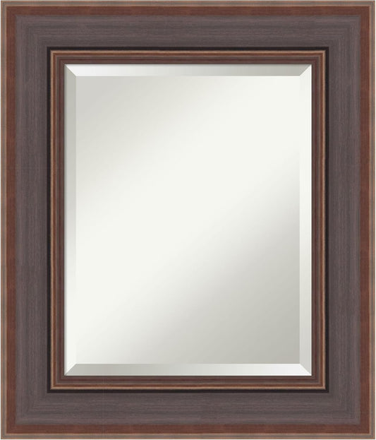 Amanti Art Brown Wall Mirror 28x24 Moab Brown Bronze Rectangle Bathroom Mirror for Wall Decor Living Room, Small Modern Frame, Hangs Horizonally and Vertically, Bathroom Decor, Beveled Edge