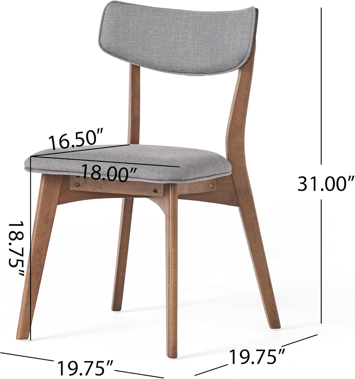 Christopher Knight Home Abraham Mid-Century Modern 7 Piece Dining Set with A-Frame Table, Dark Gray + Walnut