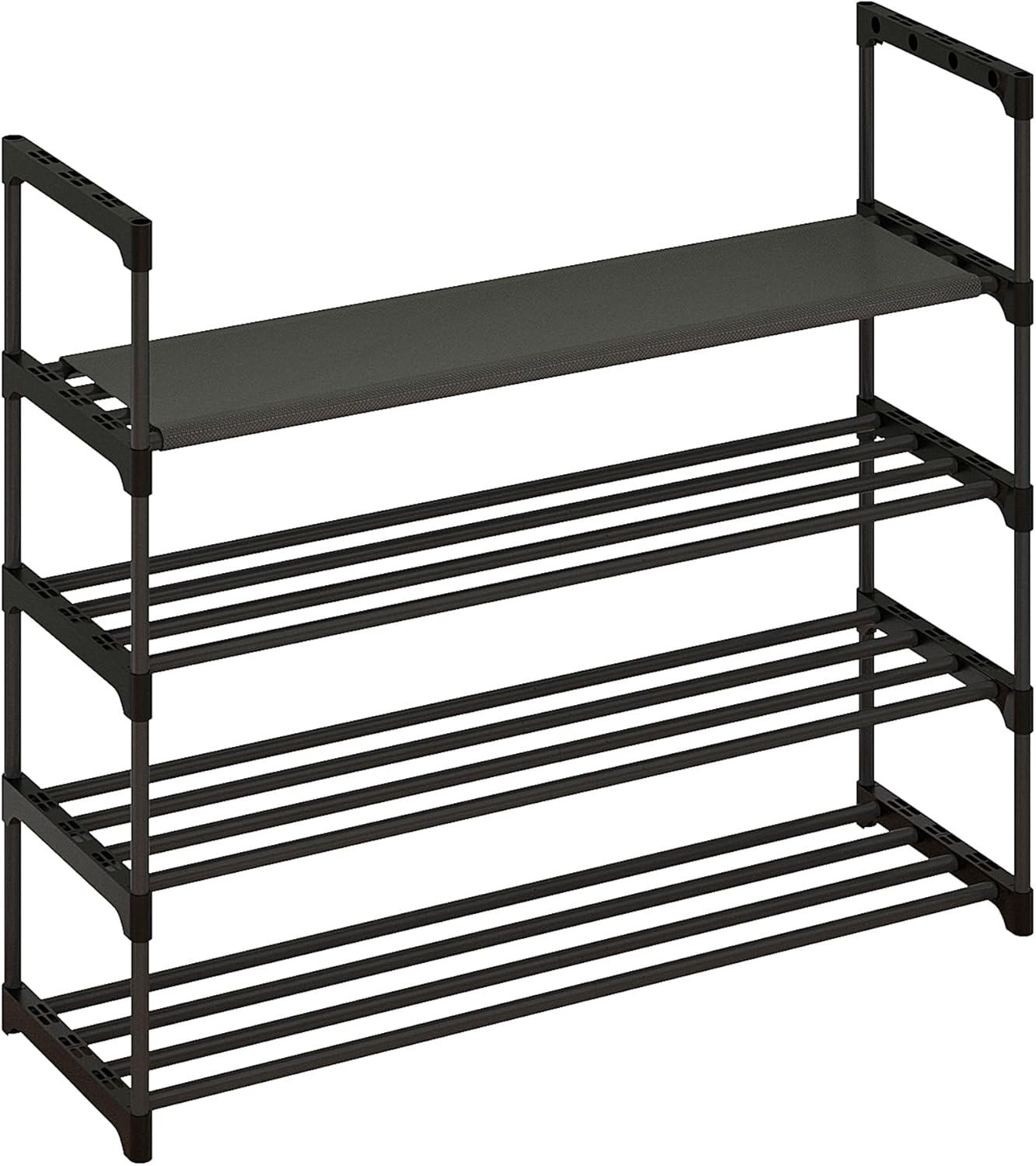 Calmootey 4-Tier Shoe Rack, Tall Large Capacity 20 Pairs Shoes Storage Organizer, Stackable Wide Shoe Shelf for Entryway, Hallway, Black