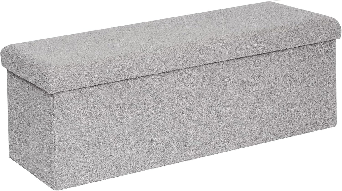 43 Inches Storage Ottoman Bench - Extra Large Foldable Ottoman with Storage, Bench for Living Room, Bedroom, Entryway - Grey