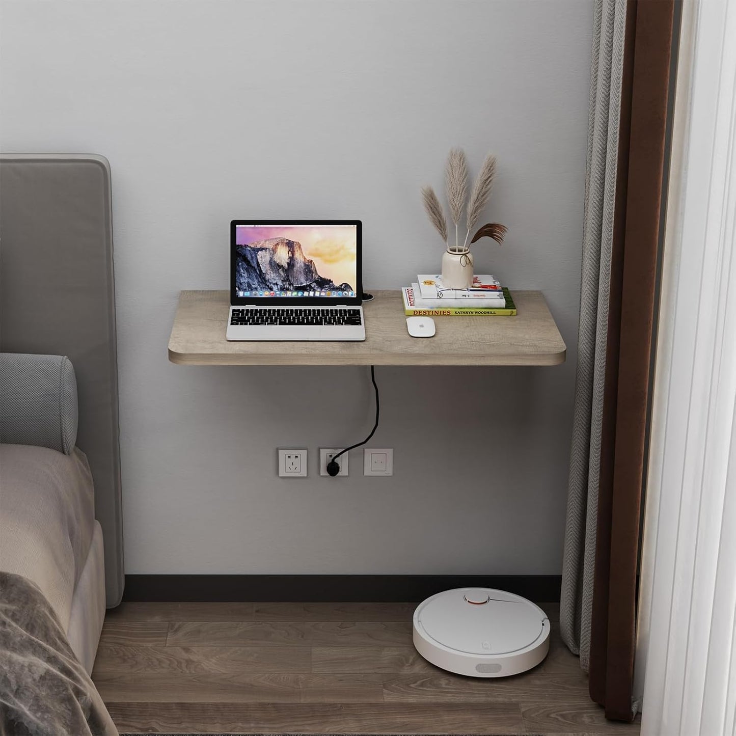 Pmnianhua Wall Mounted Folding Table,31'' Wall Mount Drop Leaf Table,Drop Down Table,Folding Table,Fold Down Wall Desk,Floating Desk for Wall Laundry Room Bar Home Office Small Space(Grey)