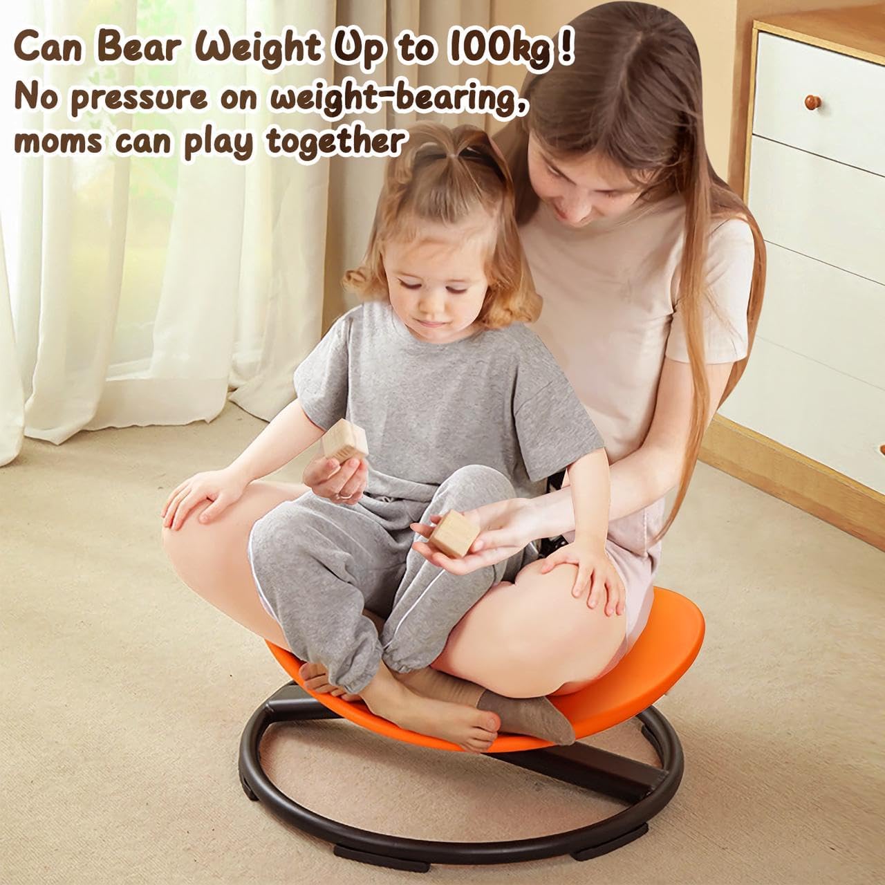 Kids Sensory Spinning Chair for Autism Ages 3+, Sit and Spin Swivel Chair for Kids with ADHD, Sensory Chairs for Autistic Children, Sensory Toys for Motion Sickness Relief, Balance Training (Orange)