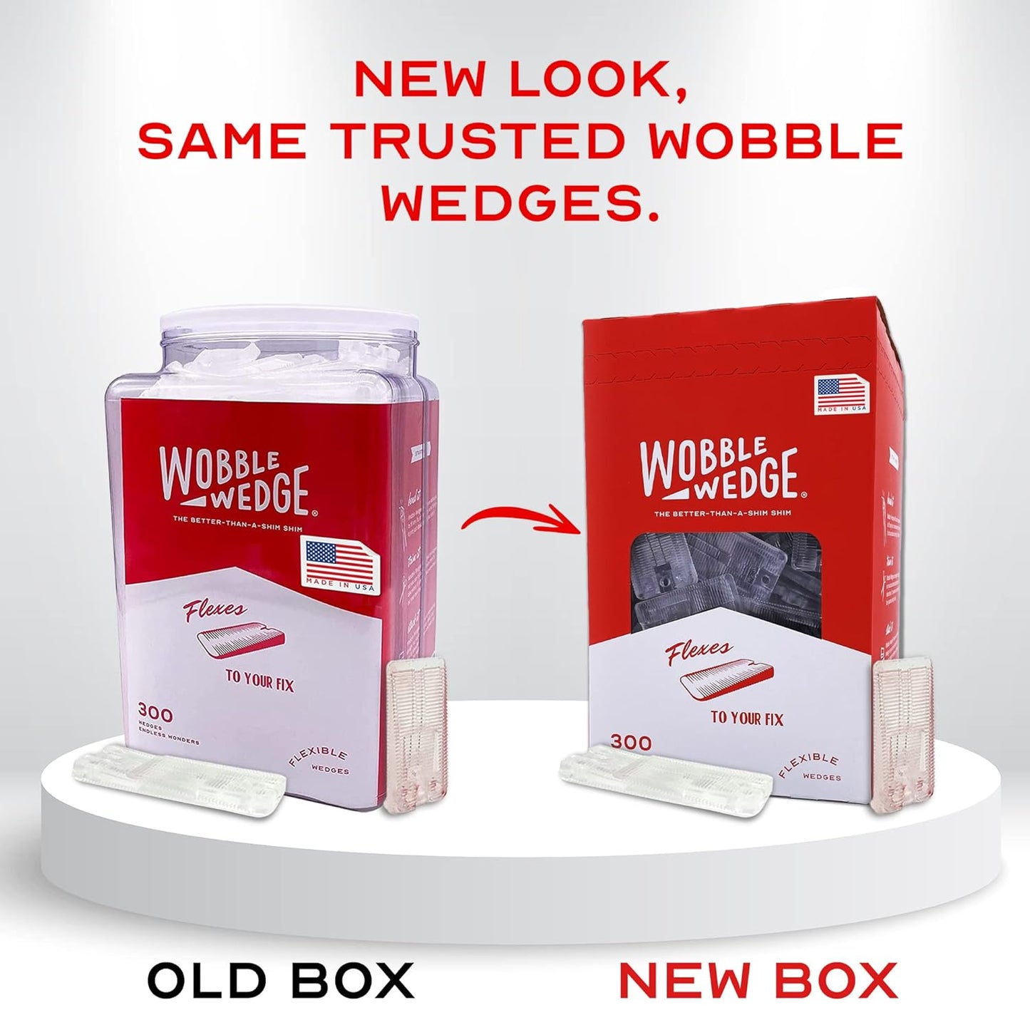 Wobble Wedges Flexible Plastic Shims - Leveling Shims for Home Improvement, Furniture Levelers, Table, and Toilet for Leveling - Made in USA Plastic Wedges Shim for Appliances (Clear, 300-Pack)