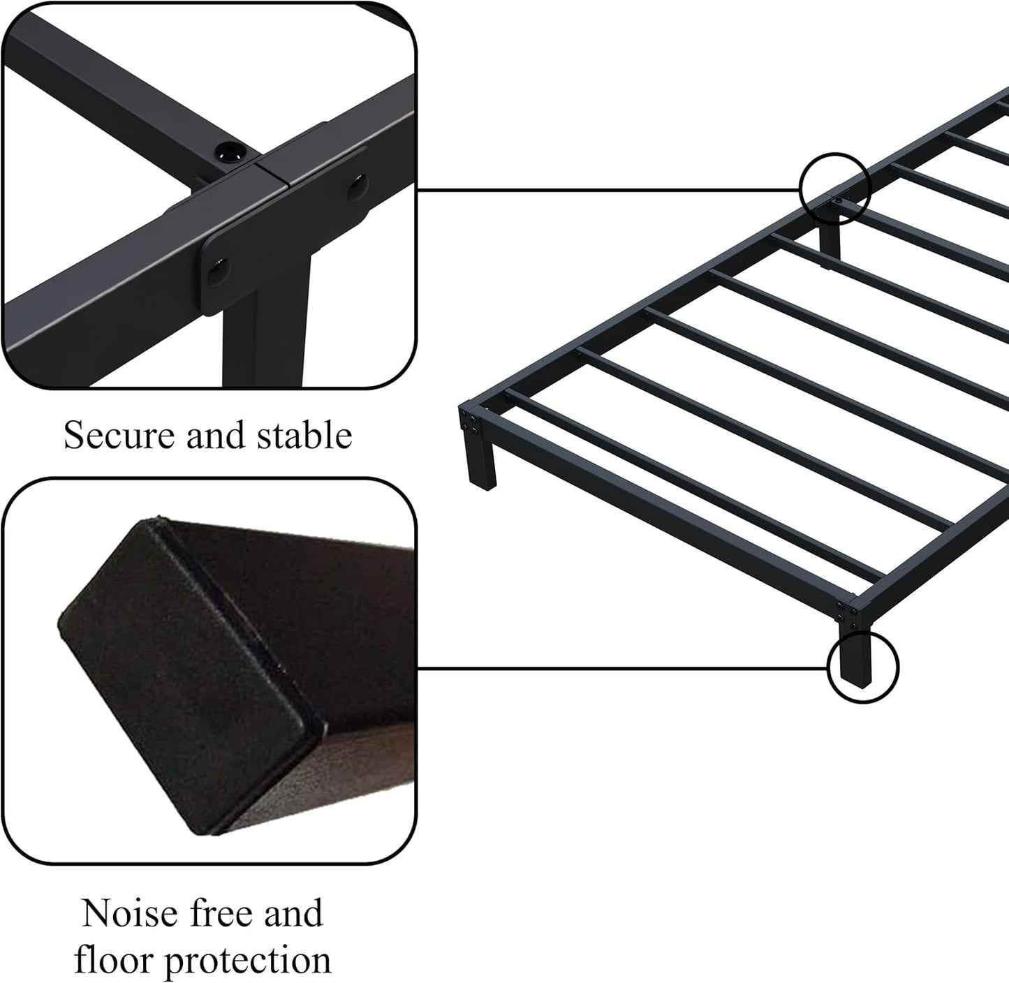 7 Inch XL Twin Bed Frames No Box Spring Need, Low Profile Metal Platform Twin XL Size Bed Frame, Heavy Duty Support Bedframes Twin XL, Easy Assembly