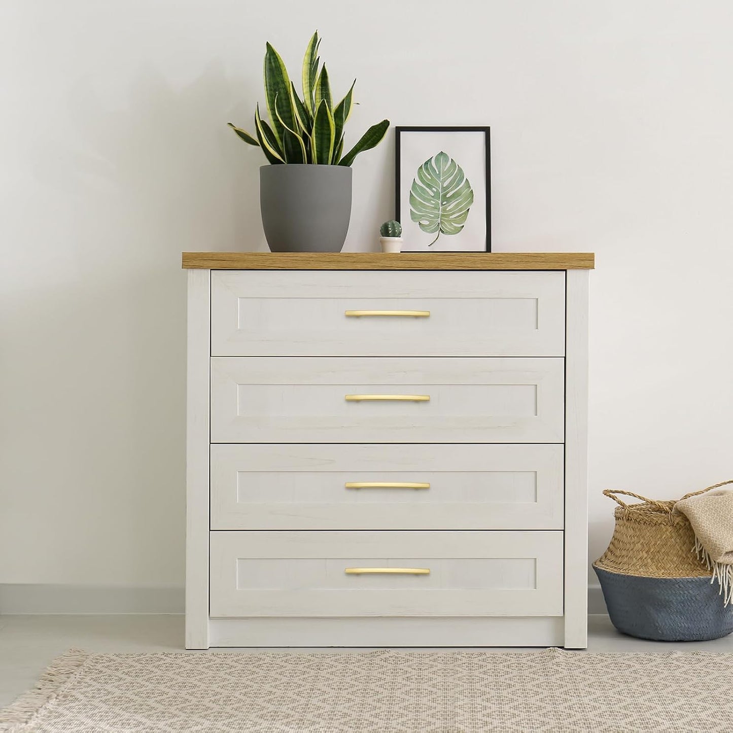 15 Pack Cabinet Handles 5" Hole Center - Curved Cabinet Pulls Brushed Brass Drawer Pulls for Kitchen Cupboard Solid Handles for Dresser Drawer Arch Closet Hardware