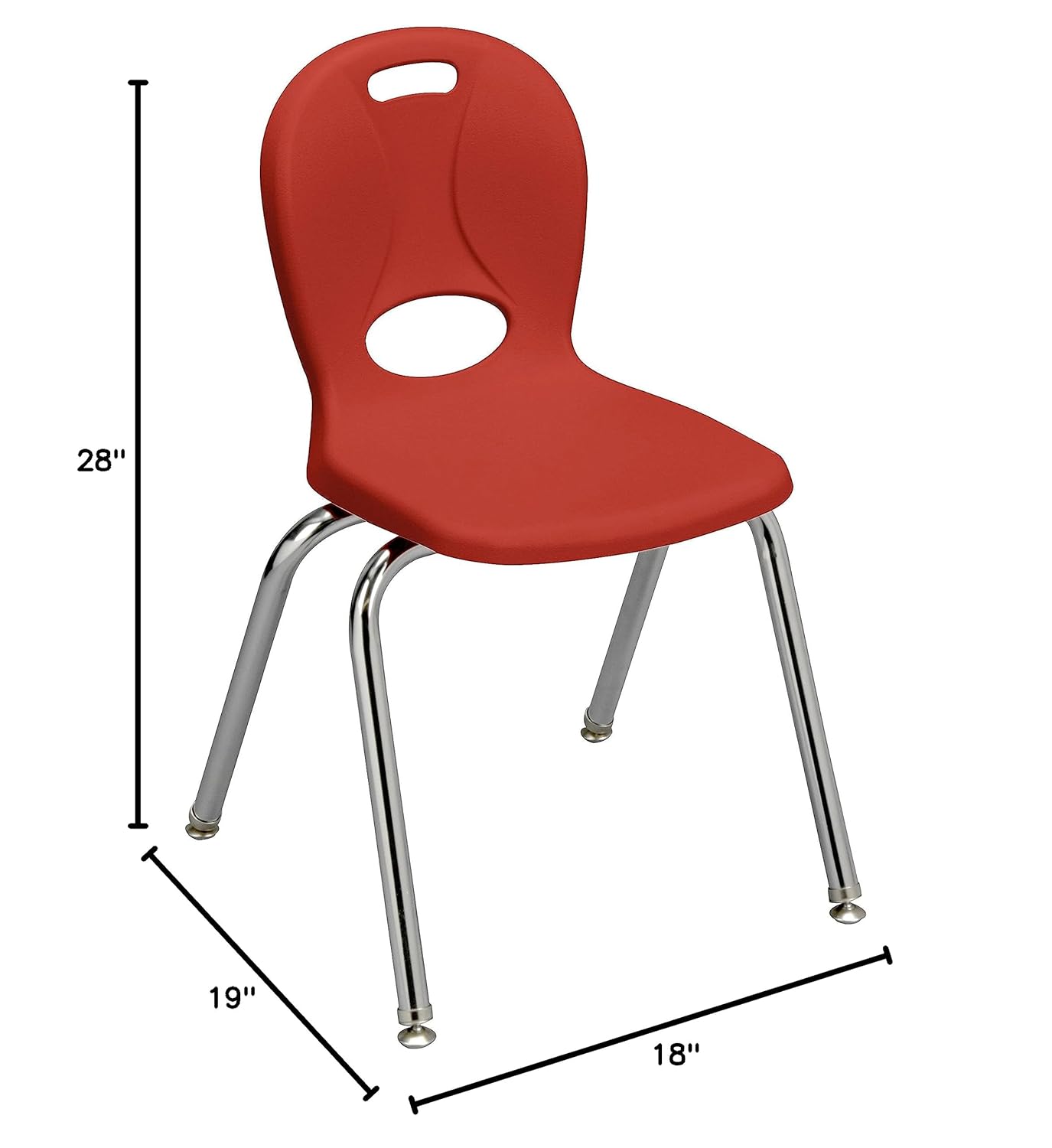 Learniture LNT-116-CSW-RD Learniture Structure Series Stackable School Chairs for Classroom, 16" Seat Height, Red, Pack of 4