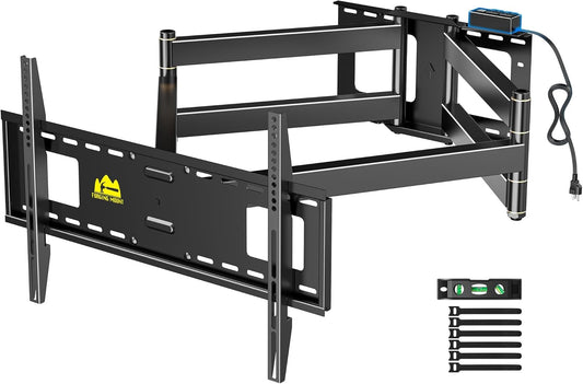 FORGING MOUNT Long Arm TV Wall Mount Swivel Tilt Full Motion Wall Bracket 43 inch Articulating Arm TV Wall Mount,Fits 50 to 90 Inch Flat/Curve TVs,Holds 198Lbs,VESA 600x400mm