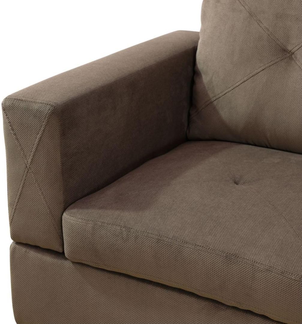 Brown L-Shaped 3-Piece Corduroy Fabric Sofa with Storage Ottoman Set, Sectional Couch Sofa Set for Living Room, Office, Small Space