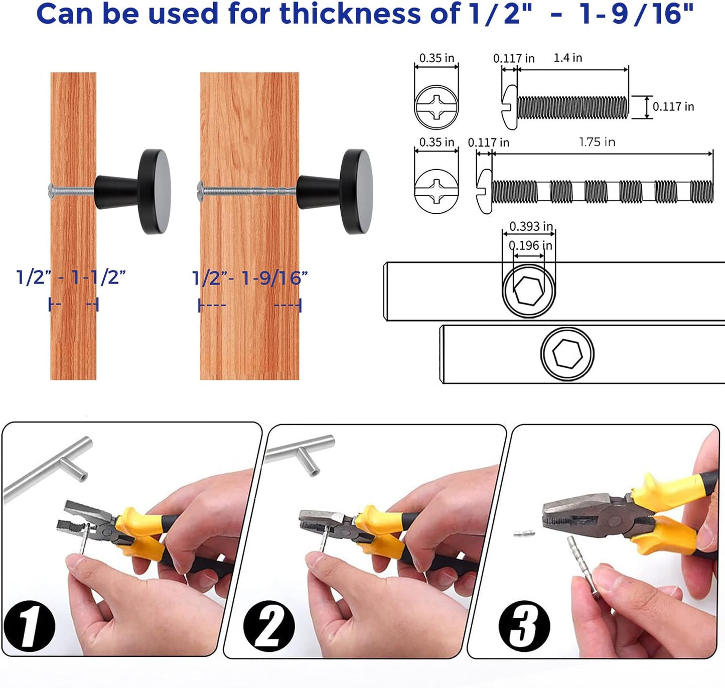 Ravinte 60 Pack Drawer Pulls 1-1/4 Inch Matte Black Kitchen Cabinet Knobs Solid Round Black Dresser Handles for Simple Cupboard Hardware