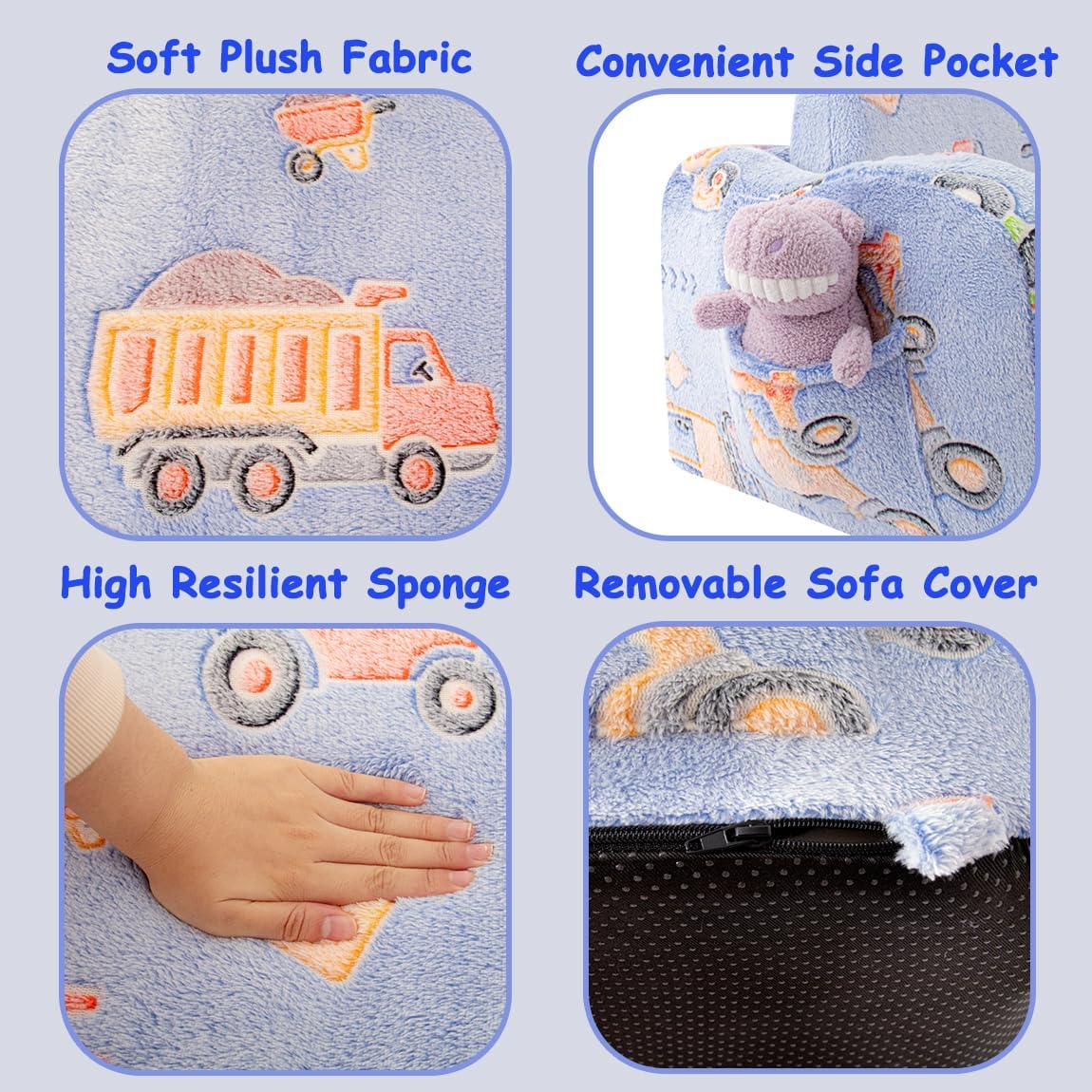 Toddler Chair and Couch, 2 -in-1 Toddler Couch Fold Out, Convertible Chairs for Toddlers Comfy Sofa to Lounger with Glow in The Dark Feature, Soft for Girls and Boys