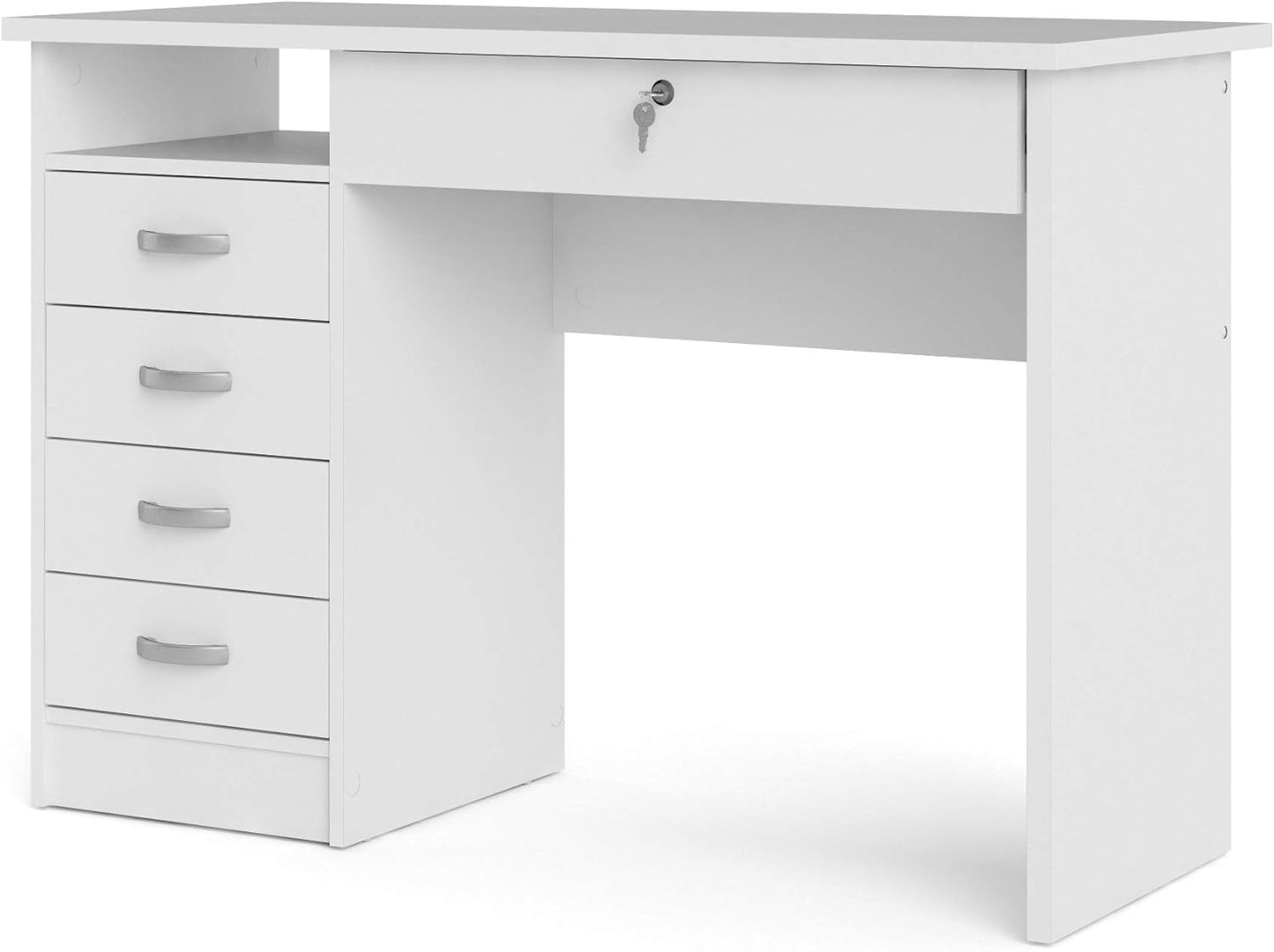 Tvilum Desk with 5 Drawers, White