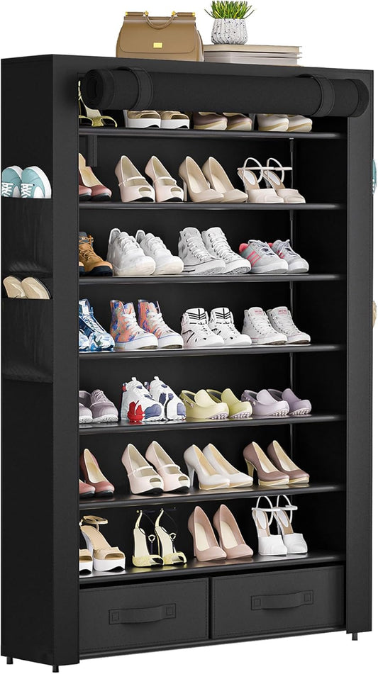 Tall Shoe Rack Dustproof Cabinet Large Capacity 8 Tier Shoe Organizer,32-40 Pairs of Shoes