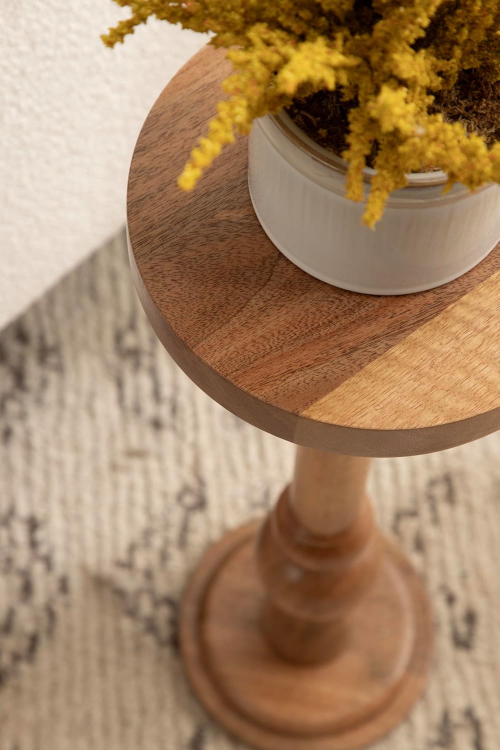 Kate and Laurel Wegner Transitional Wooden Round Drink Table, 8 x 8 x 23, Natural Wood, Modern Durable Pedestal Table for Use as Round Drink Table, Indoor Plant Stand, or Decorative Mini Table