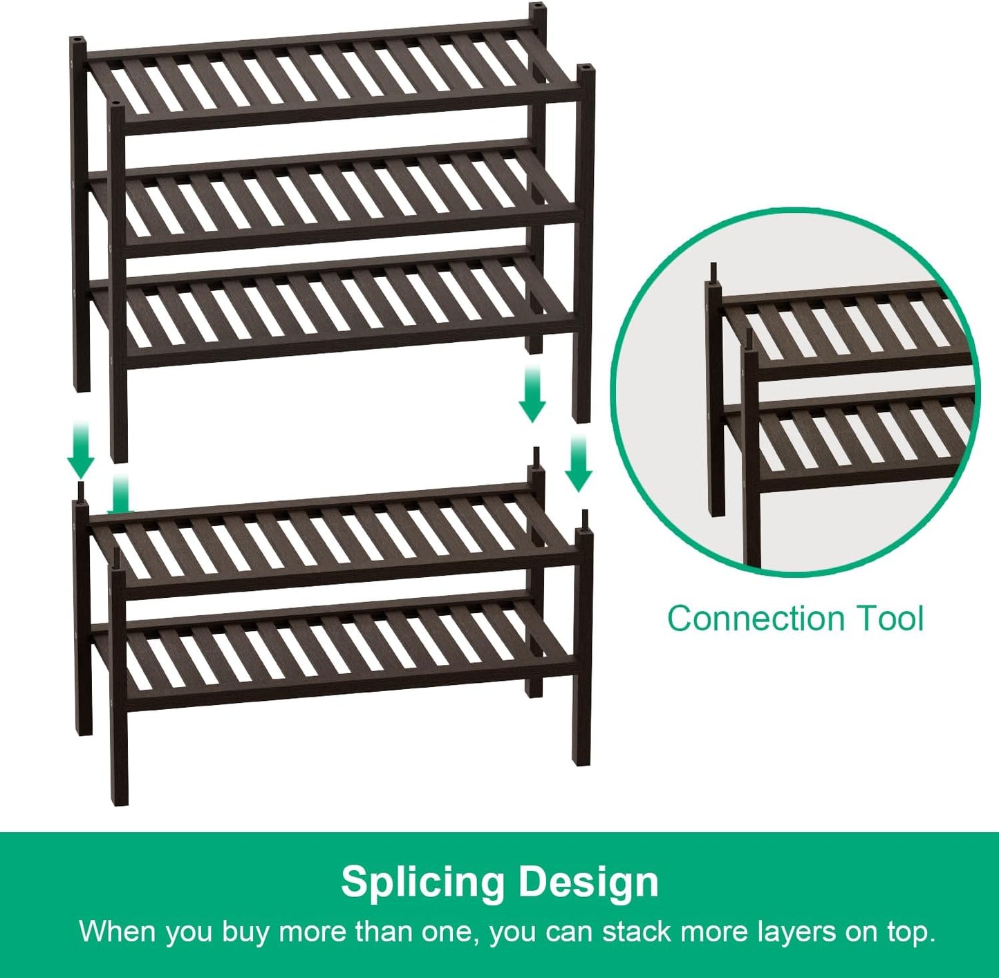 Shoe Rack 2-Tier Organizer-Stackable Storage Shelf with Multi-Function Combinations-Free Standing Bamboo Shoe Racks for Closet,Entryway,Hallway,Bathroom,Living Room Shoe Organization (Brown,2-Tier)