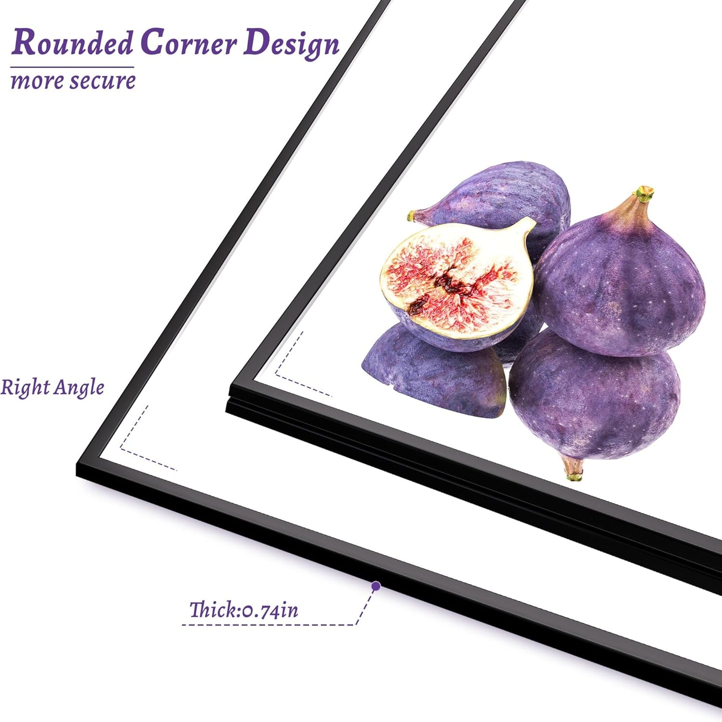 Bathroom Mirror, 55" x 36" Wall Mirror, Rectangular Aluminum Alloy Frame Contemporary Hanging Mirror for Living Room Bathroom, Black Rectangle Corner