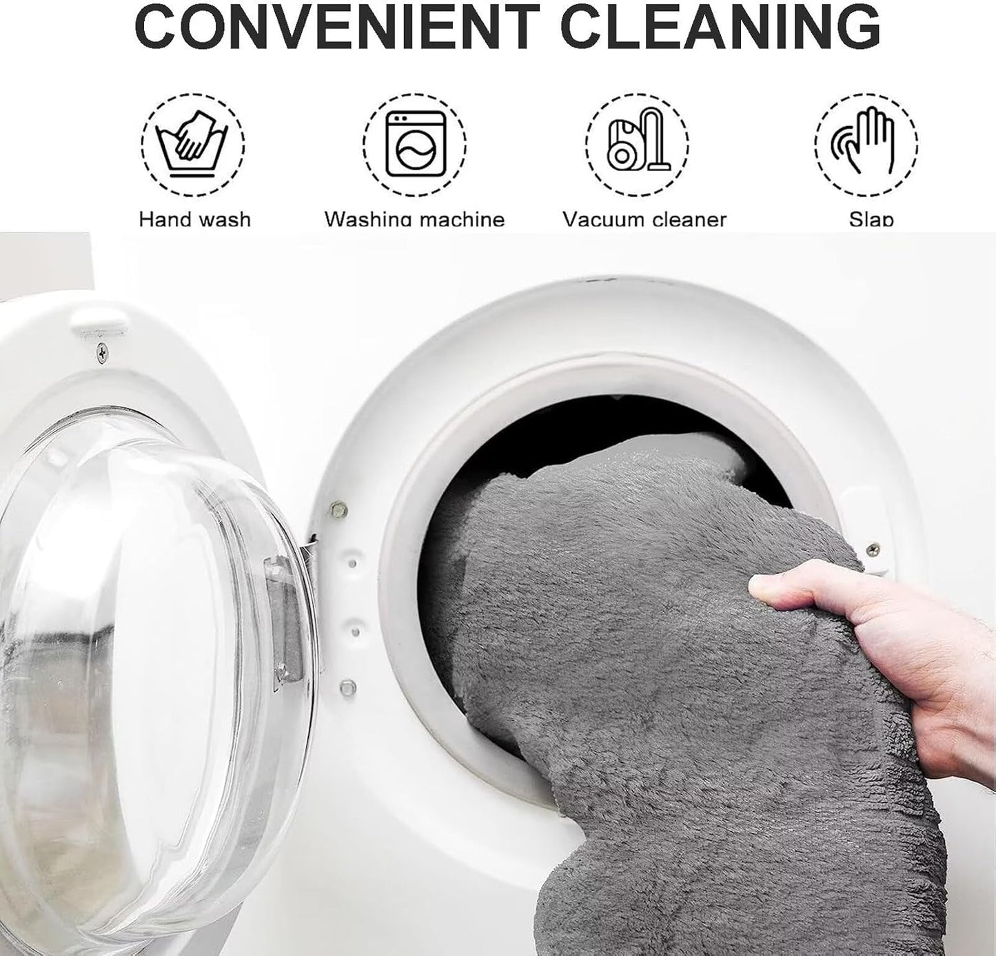 BCU Bean Bag Cover Comfy Beanbag Chair for Adults Without Filler Faux Fur Lazy Sofa Cover for Living Room Chairs, Grey, 3.5FT