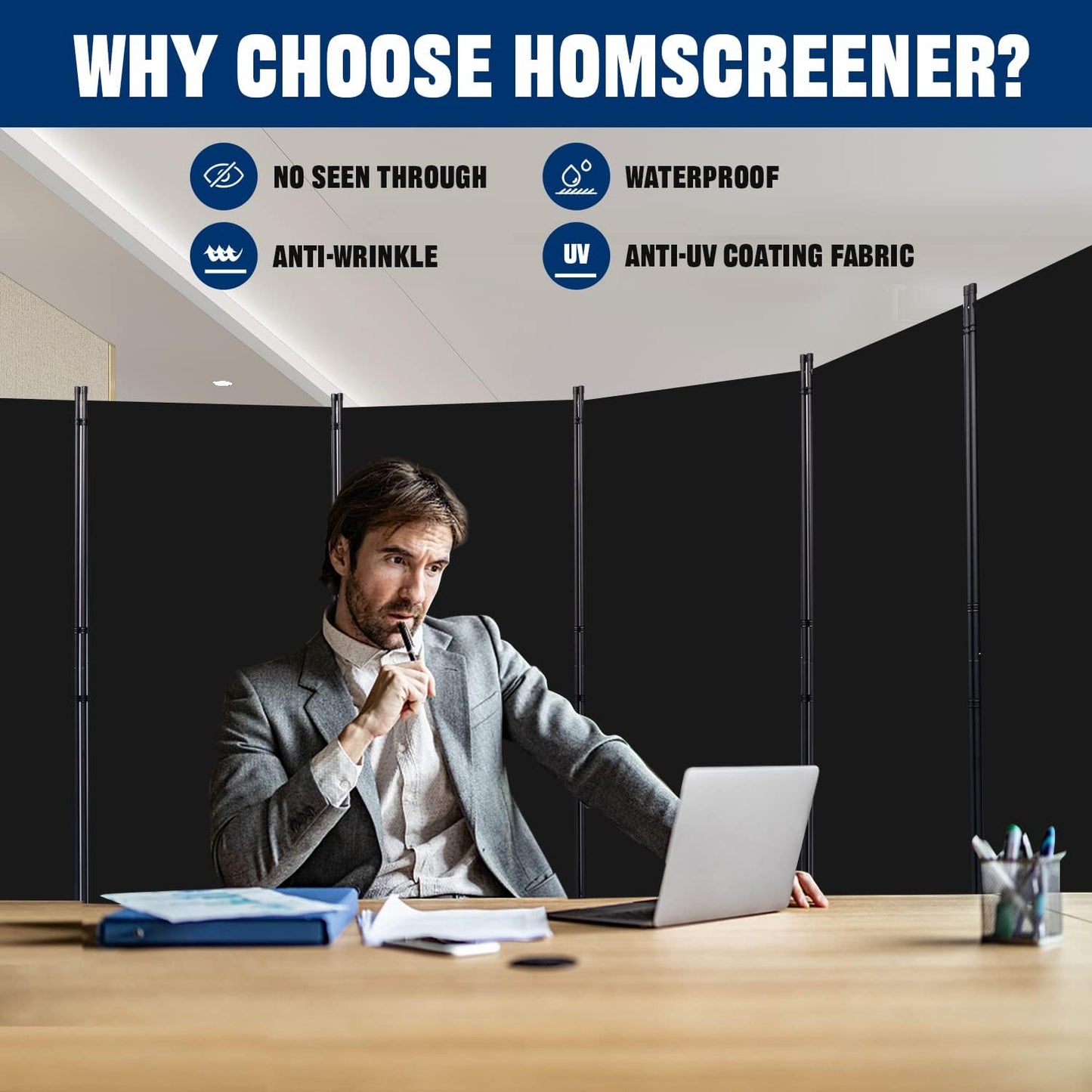 Room Divider 6FT Portable Room Dividers and Folding Privacy Screens, 204'' W Fabric Divider for Room Separation, 6 Panel Partition Room Dividers Freestanding Wall Divider Screen for Dorm Studio Office