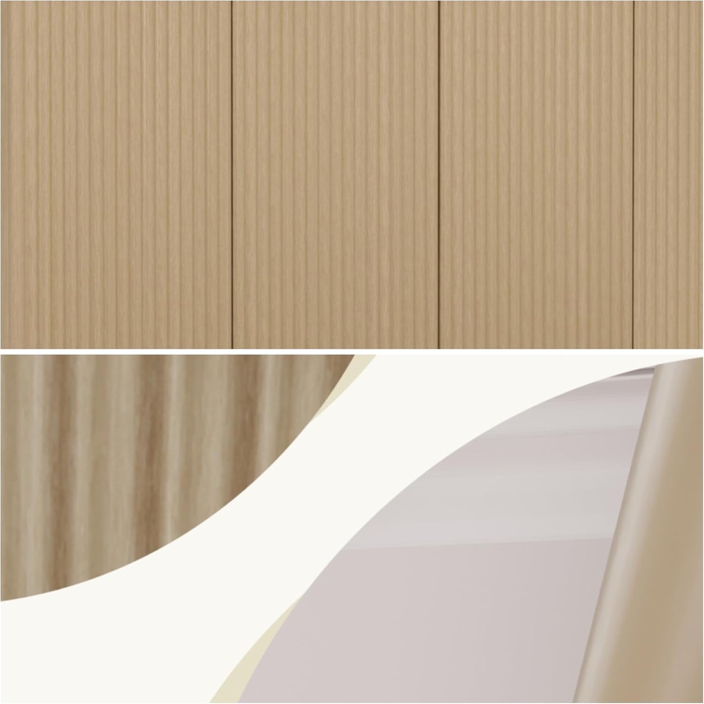 Buffet Cabinet, Sideboard Fluted Cabinet Modern Kitchen Buffet Storage Cabinets with Doors and Shelves, Wood Farmhouse Coffee Bar Station for Entryway & Dining Room & Living Room, Natual Oak