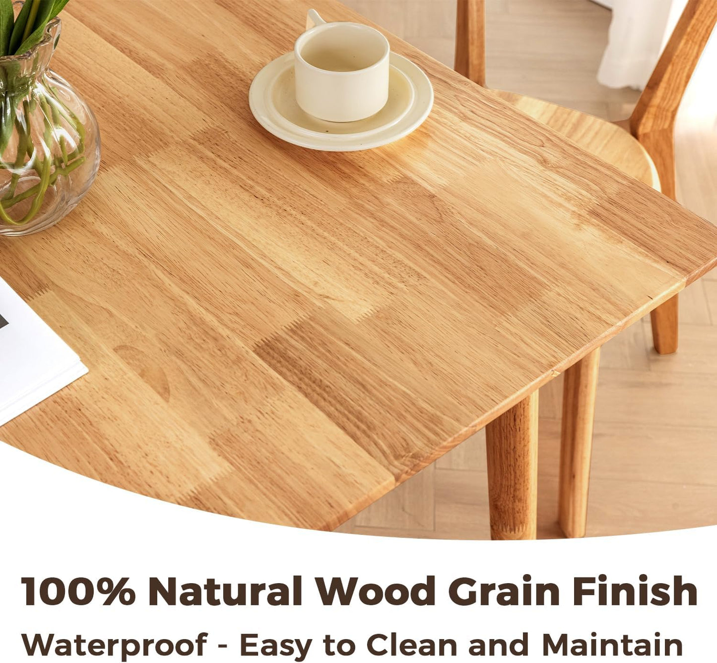 DELAVIN 29.5" Solid Wood Dining Table, Modern Small Dining Table, Square Farmhouse Kitchen Table, Cafe Table for Living Room Dining Room, Easy Assembly, Cherry