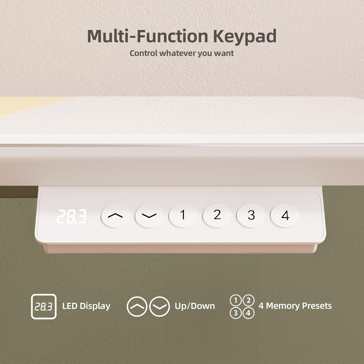 INNOVAR Glass Standing Desk, 48 x 24 Inches Height-Adjustable Desk, Tempered Glass and Wooden Top, Quick Install Home Office Stand Up Desk with 4 Presets, White Glass and Natural Wood