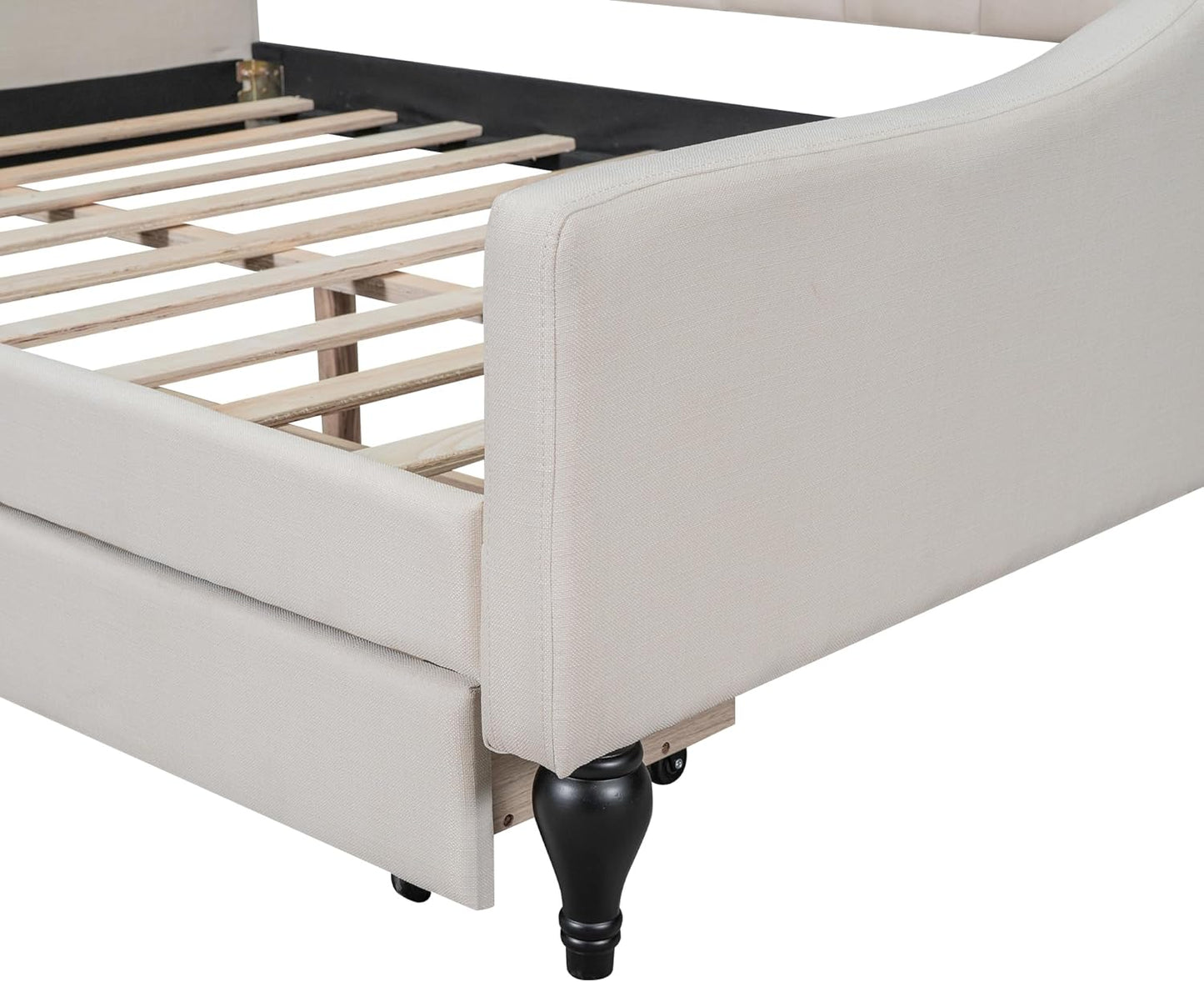 Full Size Upholstered Tufted Daybed with Two Storage Drawers,Linen Sofa Bed,Easy Assemble & No Box Spring Needed,Perfect for Small Space,Bedroom,Livingroom,Guest Room, Beige