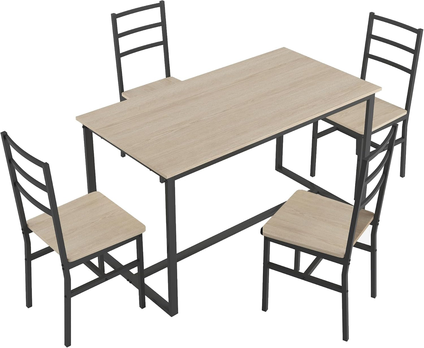 Ball & Cast 5 Pieces Dining Table Set with 4 Chairs,Kitchen Table and Chairs for 4 W/ 47.2" Rectangle Desk,Living Room Furniture W/Backrest,for Small Space,Beige