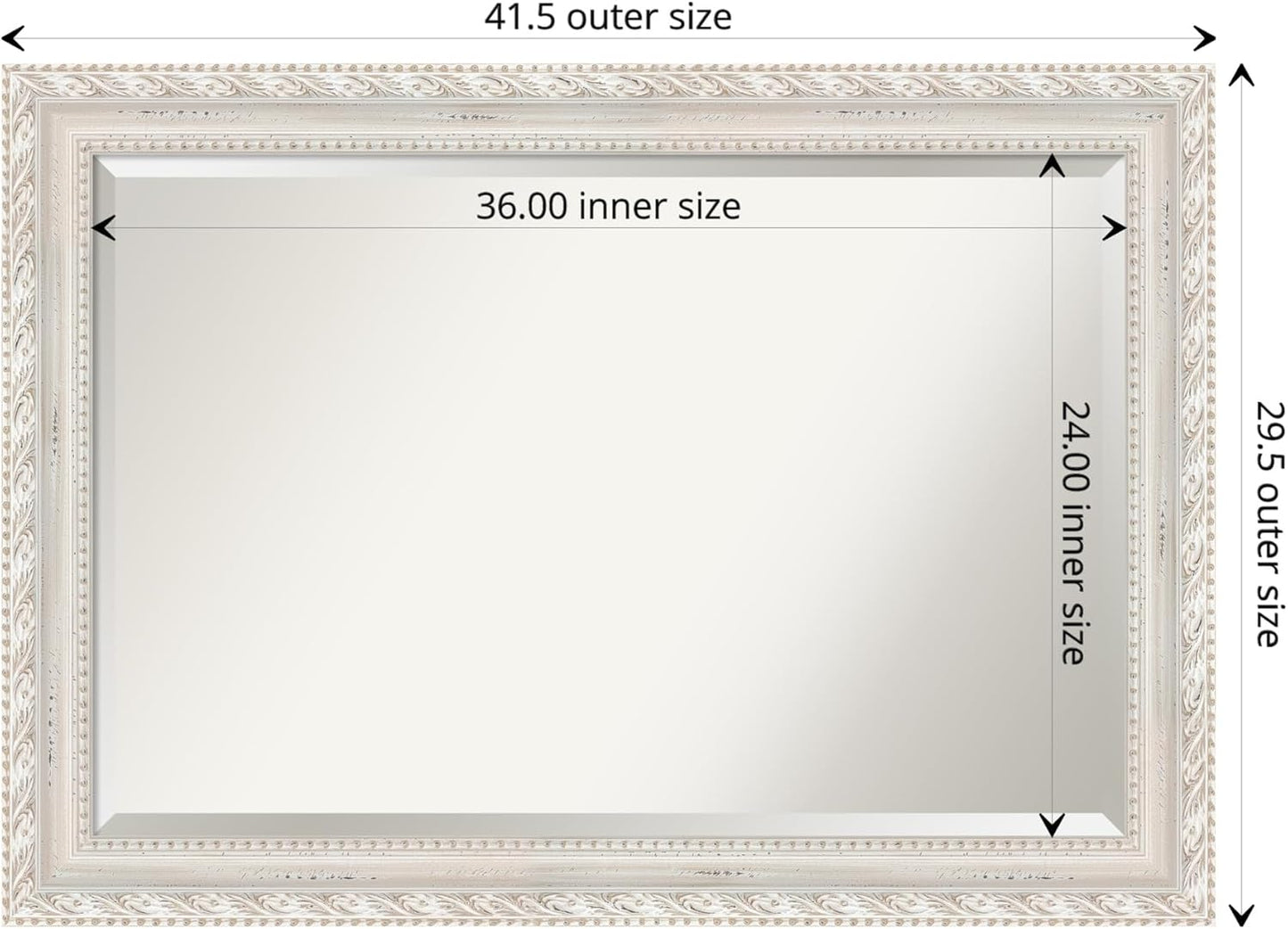 Amanti Art White Bathroom Mirror for Over Sink, 30x42 Opera Off White Rectangle Vanity Mirror, Large Traditional Wood Frame, Hangs Horizonally and Vertically, Bathroom Wall Decor, Beveled Edge from WI