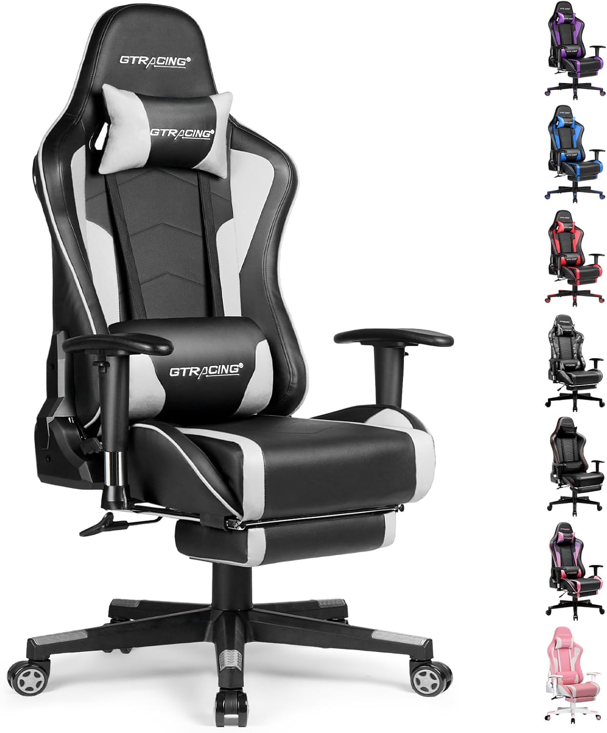 GTRACING Gaming Chair with Footrest Speakers Video Game Chair Bluetooth Music Heavy Duty Ergonomic Computer Office Desk Chair