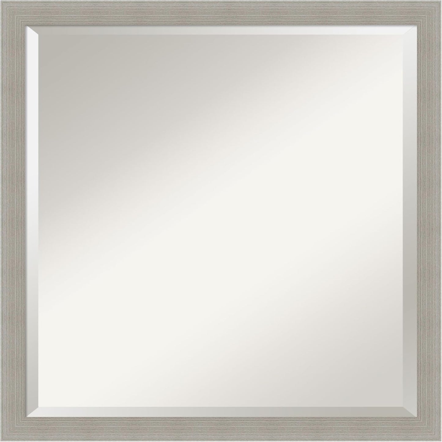 Amanti Art Grey Wall Mirror 22x22 Woodgrain Stripe Grey Square Bathroom Mirror for Wall Decor Living Room, Medium Casual Wood Frame, Hangs Horizonally and Vertically, Bathroom Decor, Beveled Edge