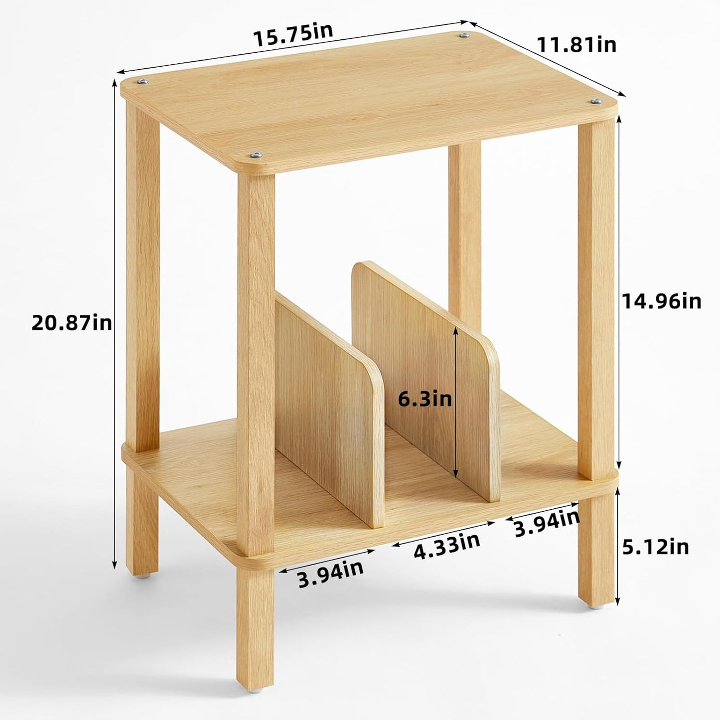 LELELINKY 2-Tier Bamboo Record Player Stand with Vinyl Record Storage up to 100 Albums, Boho Bedroom Record Holder and Multi-Functional End Table for Living Room, Natural