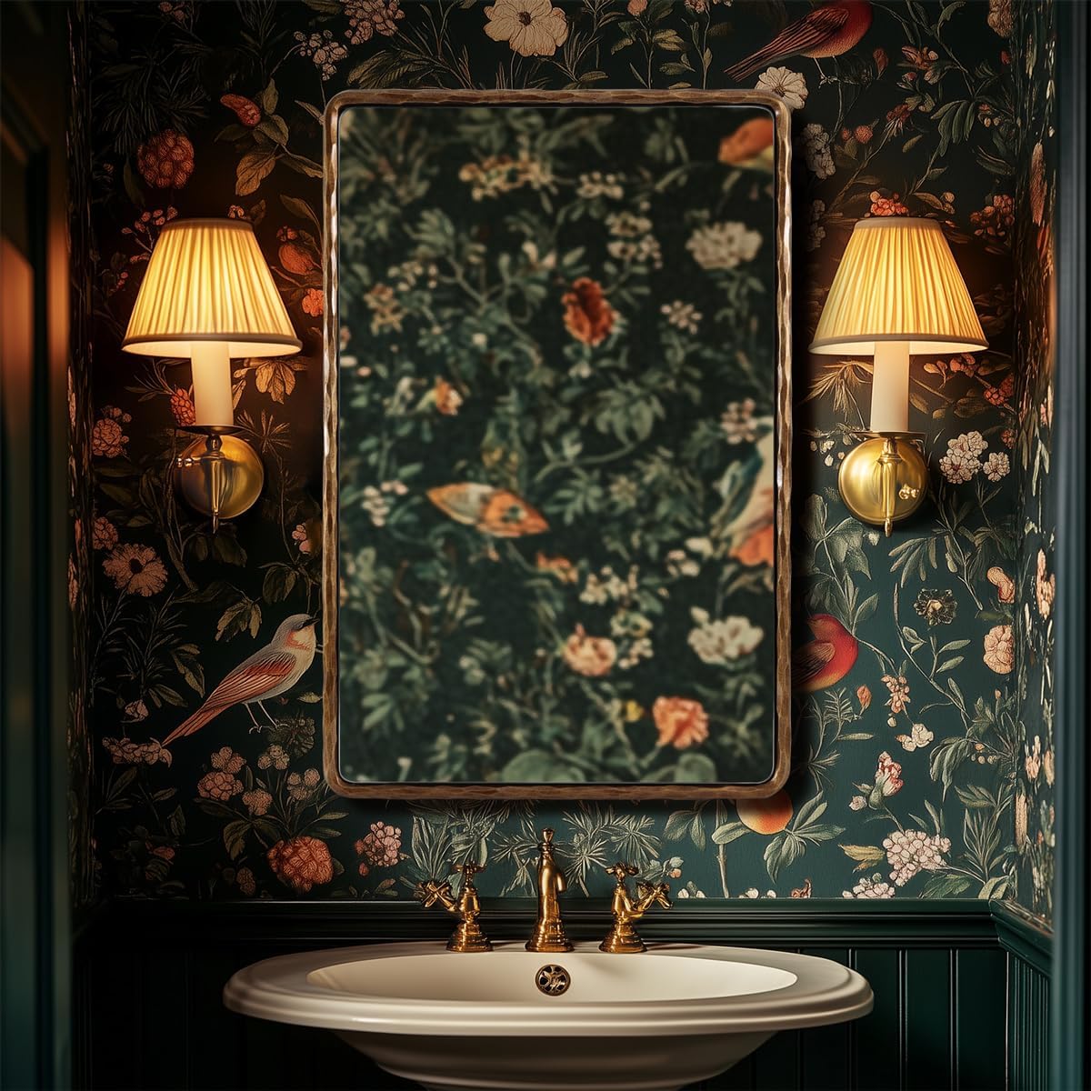 ANDY STAR Hand-Forged Gold Bathroom Mirrors for Wall, 30x40 Inch Vintage Solid Steel Metal Frame Bathroom Vanity Mirror, Antique Rounded Rectangle Wall Mirror, Hangs Horizontally or Vertically