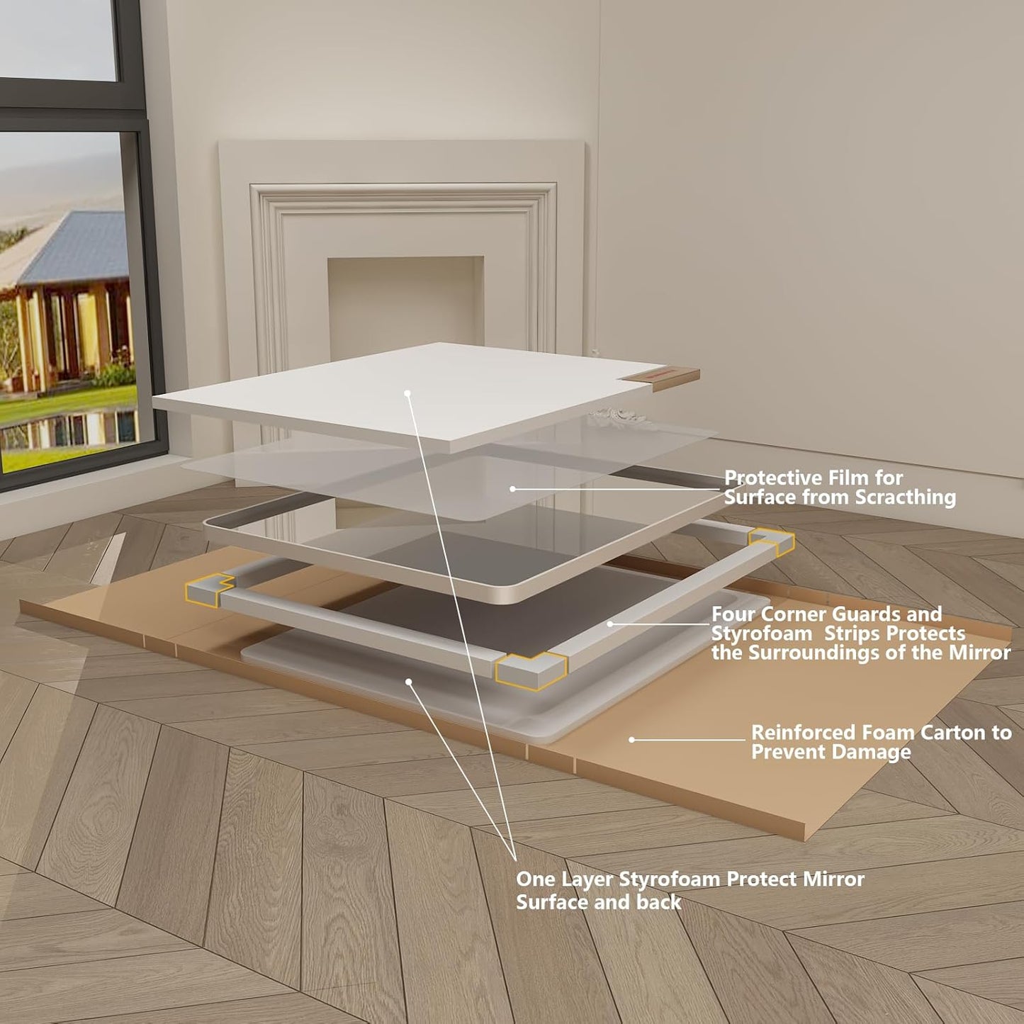 24x36 Silver Bathroom Mirror for Wall, Brushed Metal Framed Bathroom Vanity Mirror, Modern Rounded Corner Rectangle Mirror, Anti-Rust (Horizontal/Vertical)