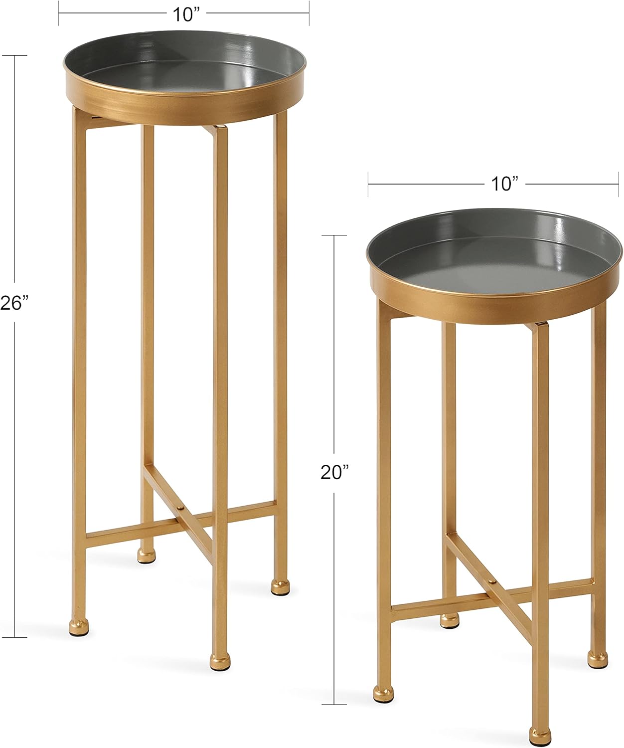 Kate and Laurel Celia Modern Side Table, Set of 2, Gray and Gold, Sophisticated End Tables for Storage and Display