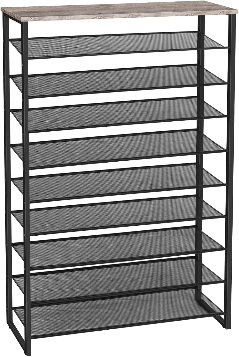 HOOBRO 10-Tier Shoe Rack, 39.4" L Shoe Storage Organizer, Large Capacity Shoe Shelf for Front Door Entrance, Entryway, Hallway, Holds 45-50 Pairs of Shoes, Closet, Greige and Black BG171XJ01