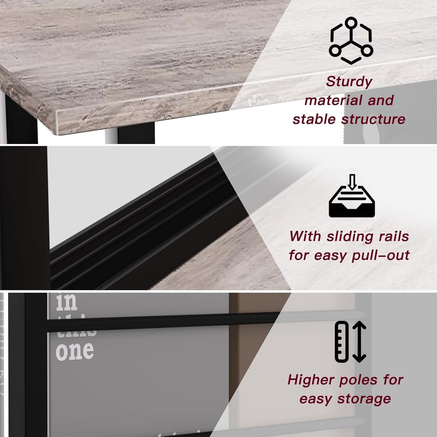 Side Table with Charging Station and Drawer, Narrow End Table with USB Ports and Outlets for Small Space, Living Room, Bedroom and Office, with 4 Wheels (1, Greige + Black)