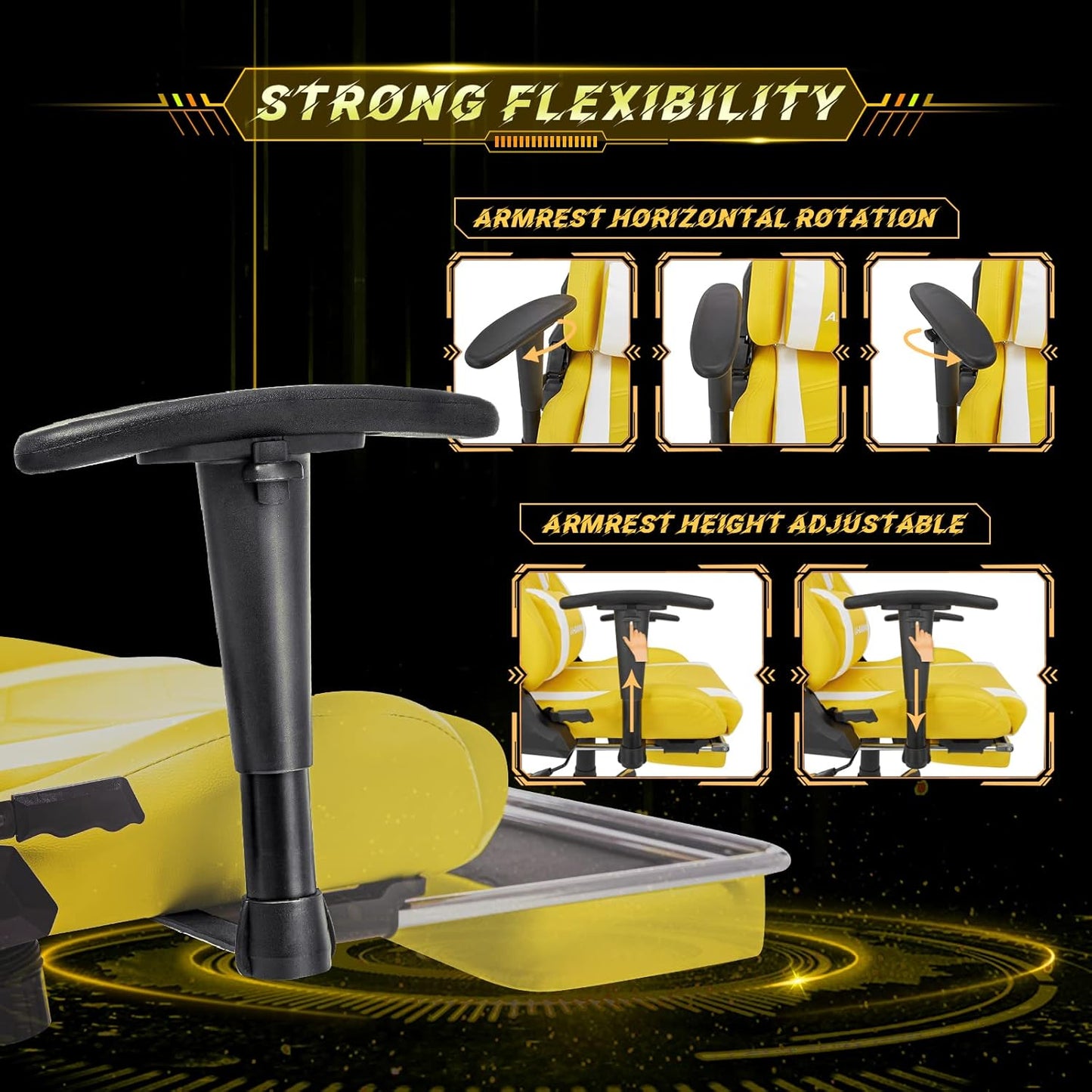 AA Products Gaming Chair - High Back Ergonomic Computer Racing Chair with Footrest, Lumbar Support and Swivel - YellowWhite