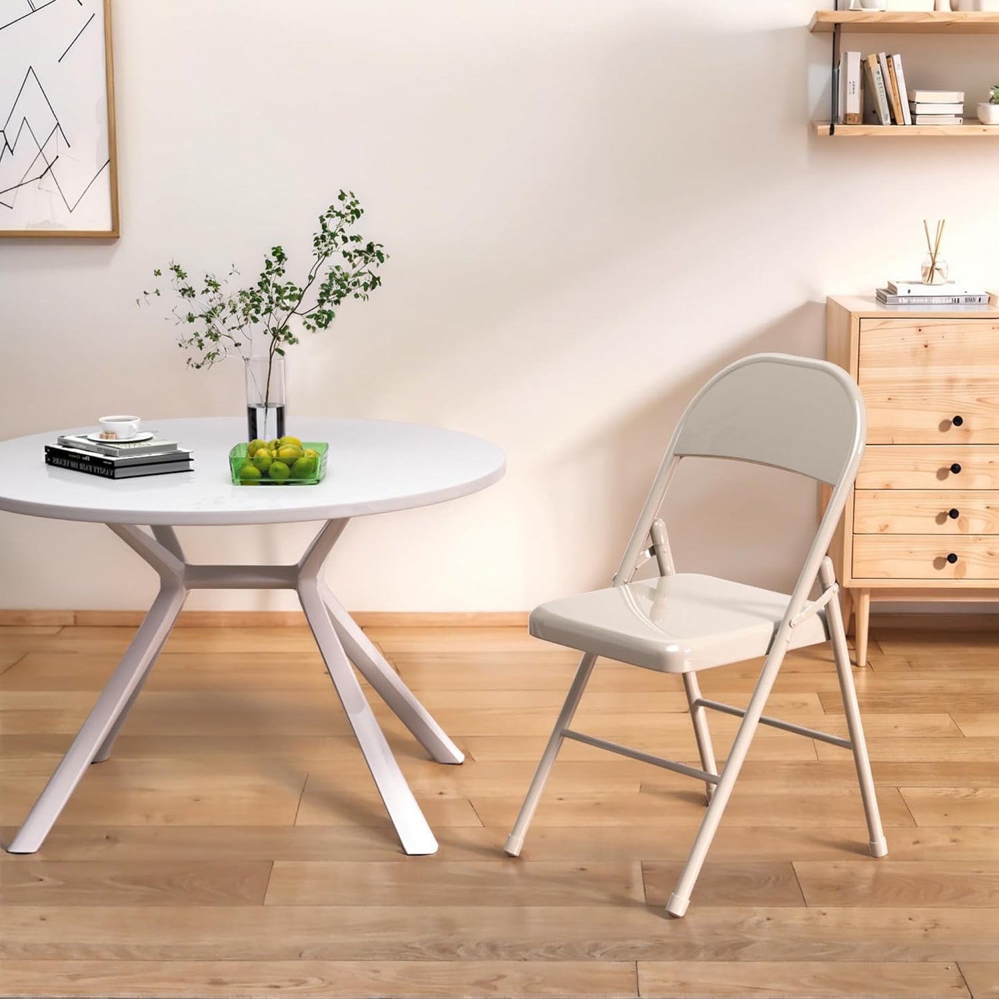 VECELO Metal Folding Chairs 4 Pack, Double Hinged Steel Frame Easy Foldable&Stackable for Office Kitchen Dinning Wedding Patio and Garden