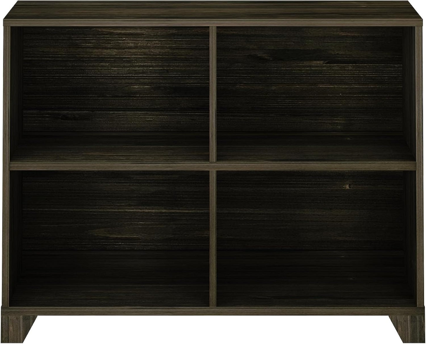 Max & Lily Modern Farmhouse 4-Shelf Bookcase, Solid Wood Bookshelves for Kids Bedroom, Barnwood Brown