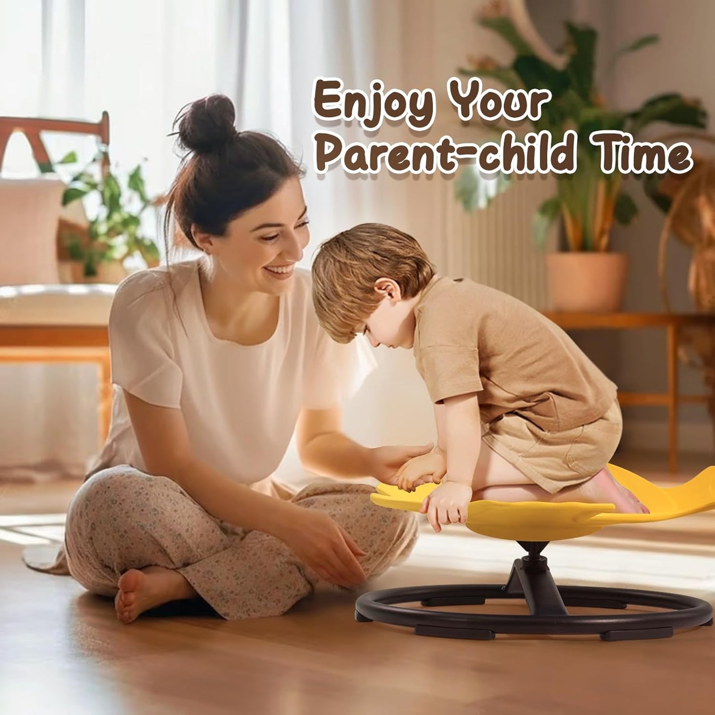 Autism Sensory Spinning Swivel Chair for Autistic Kids, 360° Spin Seat Toy for Children with Autism & ADHD, Sit and Spin Sensory Chair for Balance and Motion Training, Sensory Toys for Kids (Yellow)