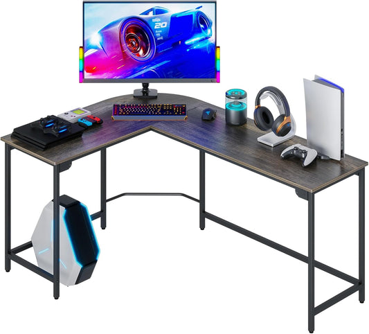 Teraves Modern L Shaped Gaming Desk 58'' Corner Computer Desk for Home Office Gaming Table Study Writing Workstation for Small Space, Easy to Assemble