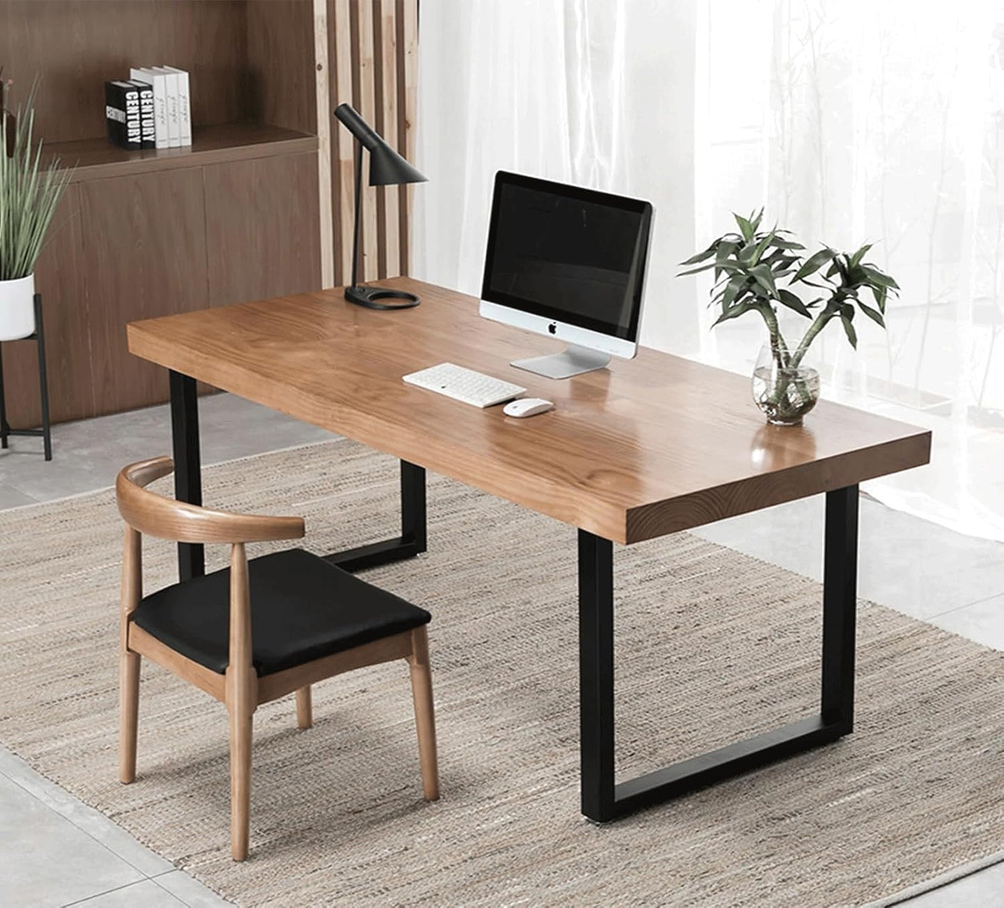 Solid Wood Dining Table Modern Minimalist Durable Stylish for Office and Home Flexible Use as Dining Table or Office Desk Perfect for Kitchen Dining Room Living Room(55*27.5*29.5)