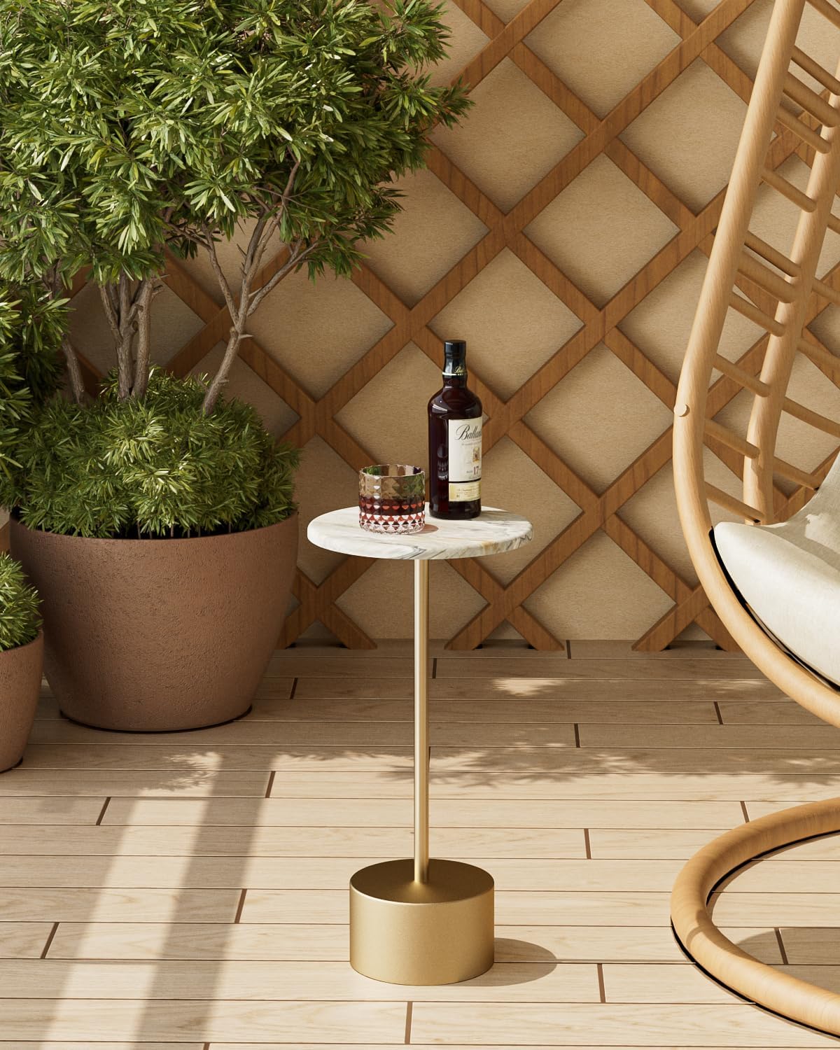 Drink Table Pedestal, Round Side Table, Drink Tables for Small Spaces, Pedestal End Table, Small Pedestal Table (Gold)