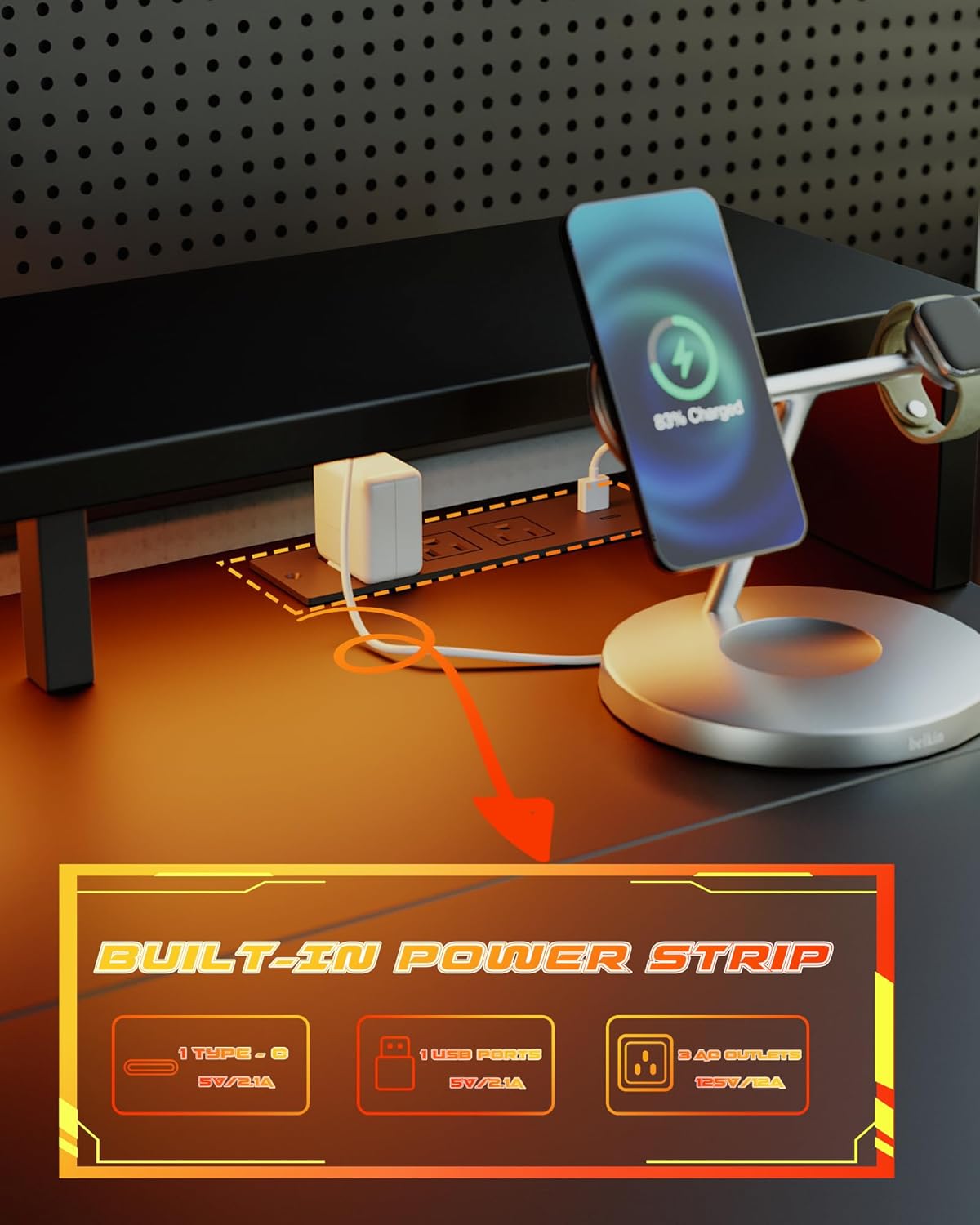 Electric Height Adjustable Standing Desk with Power Outlet and LED Light Strip, Sit to Stand, Ergonomic 48x24 Rising Desk with Memory Presets, Home Office Workstation, Computer Gaming Table, Black