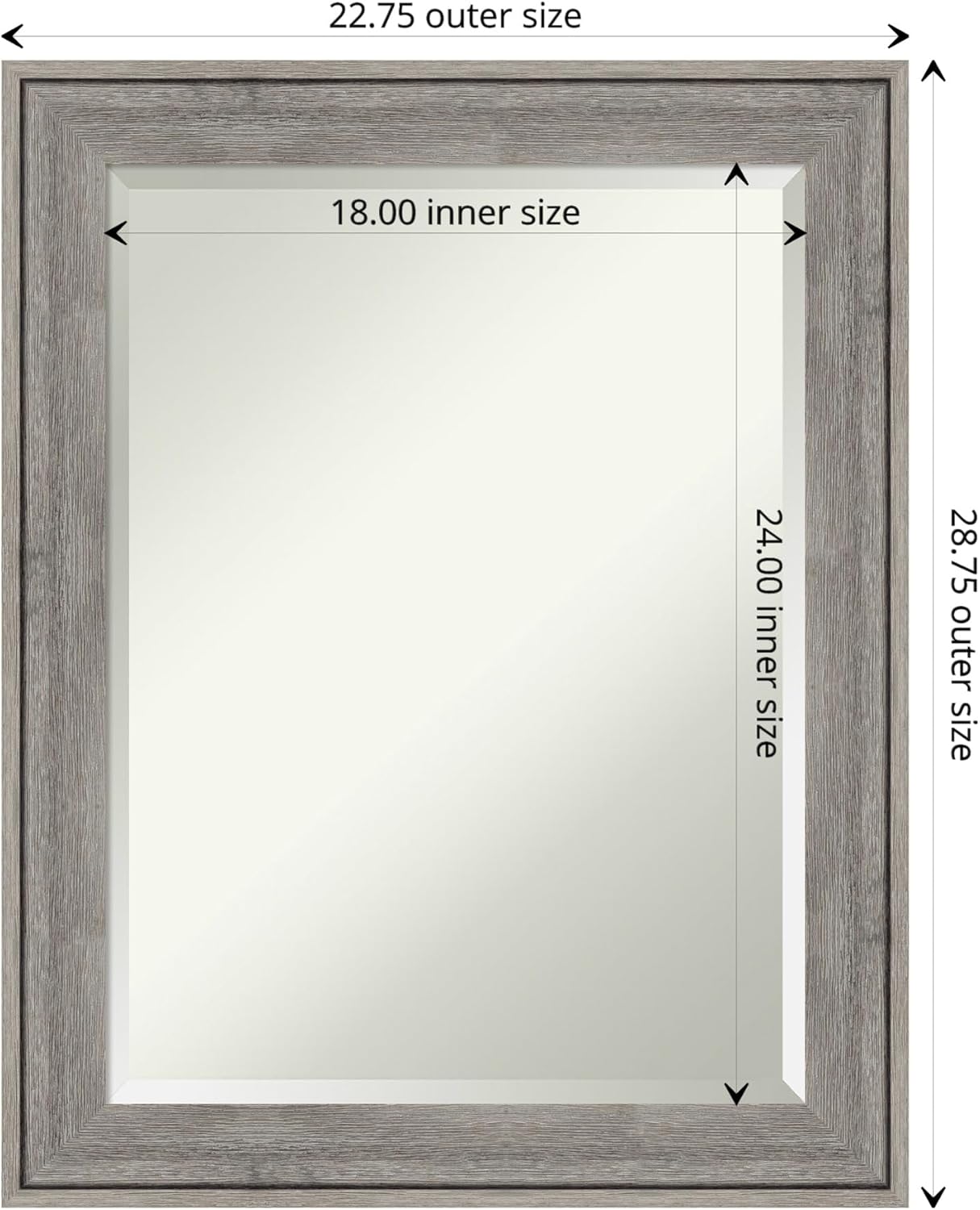 Amanti Art Grey Wall Mirror 29x23 Regis Barnwood Grey Rectangle Bathroom Mirror for Wall Decor Living Room, Medium Rustic Farmhouse Wood Frame, Hangs Horizonally and Vertically, Bathroom Decor from WI