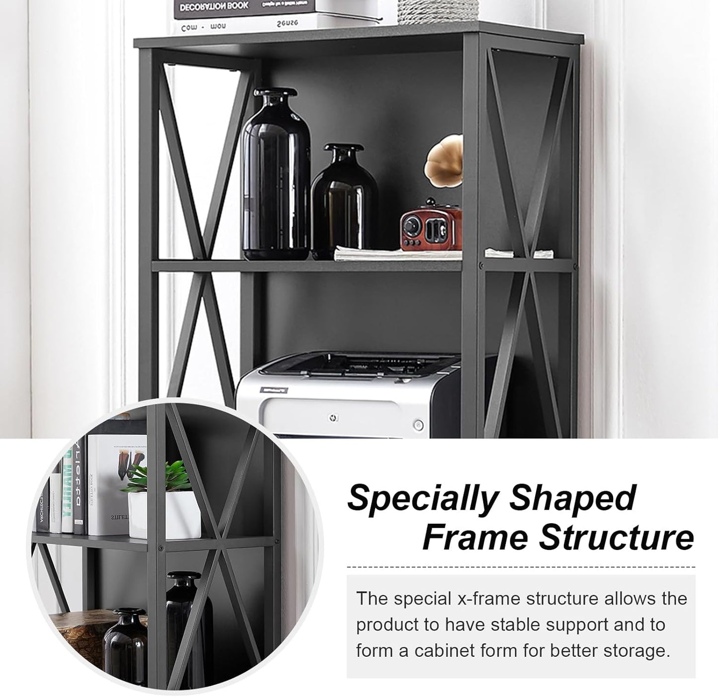 HOMISSUE Tall Bookshelf, 6-Tier Book Shelf, Rustic Wood Metal Bookshelves and Bookcases, Freestanding and Industrial Open Bookcase for Home Office, Living Room and Bedroom, Black