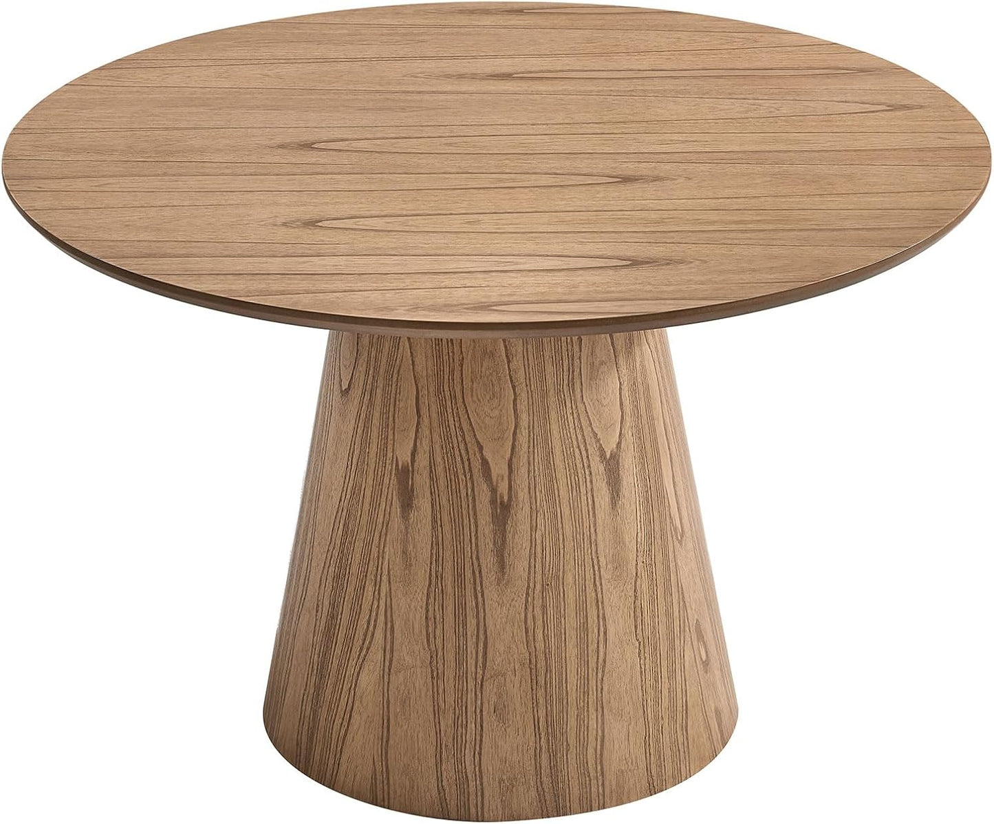 Wooden Kitchen Round Dining Table for 4-6, Round Kitchen Table with Circular Tabletop with Wood Pedestal Base, Rustic Farmhouse Furniture