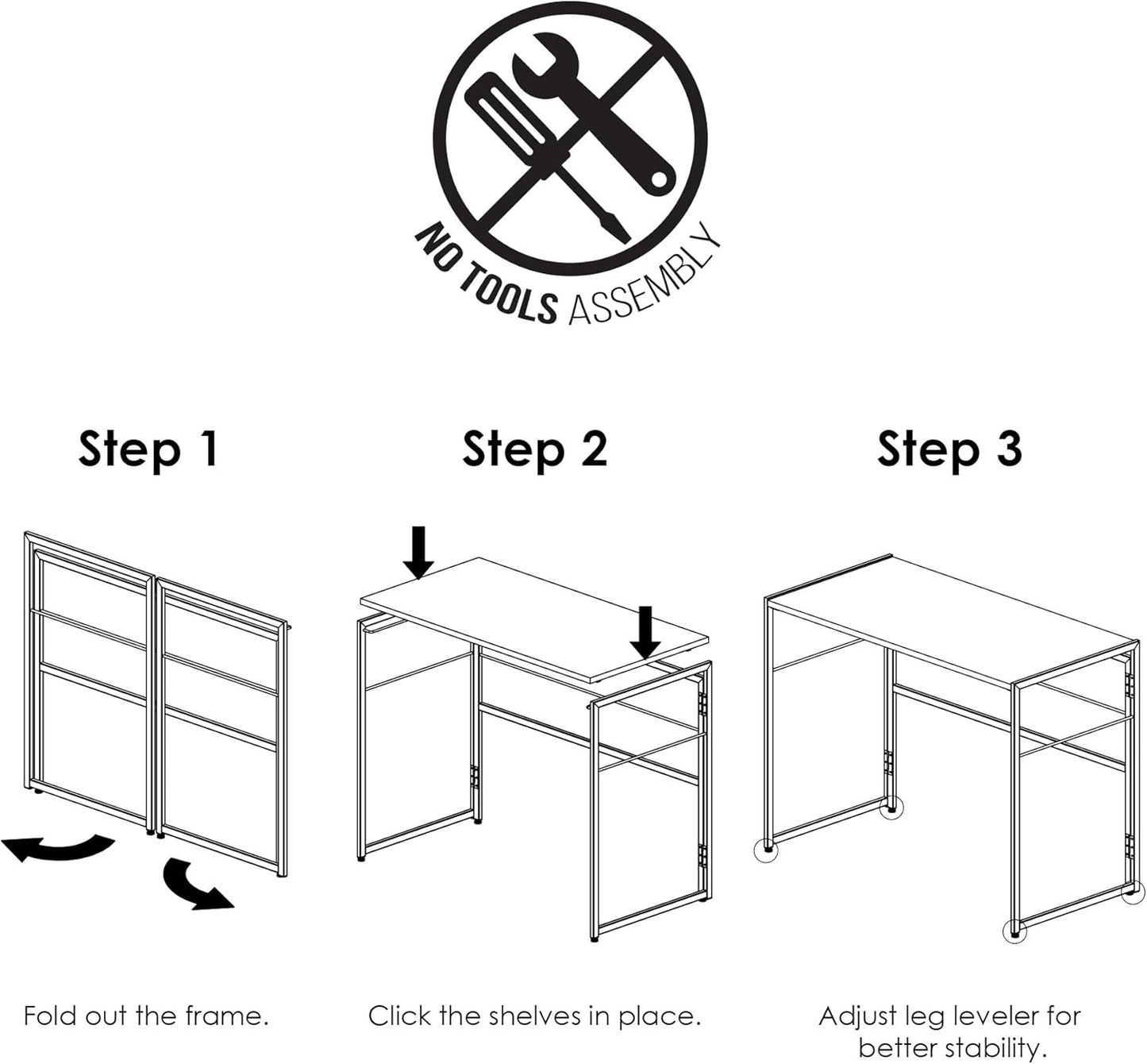 Furinno Riau No Tool/No Assembly/Folding Metal Frame Computer Desk, Rustic Oak/Black, 39 Inch